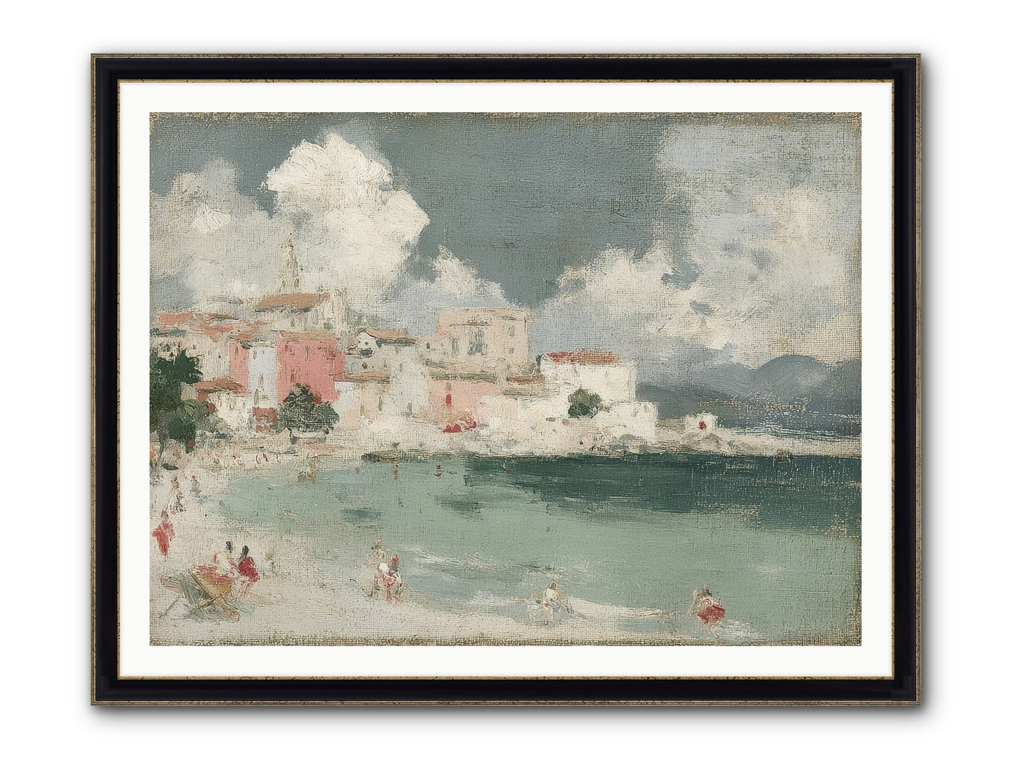 Afternoon By The Water Framed Print - Black & Gold 48x36