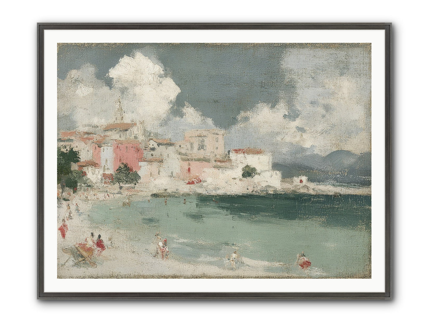 Afternoon By The Water Framed Print - Slimwoods Black/Silver 48x36