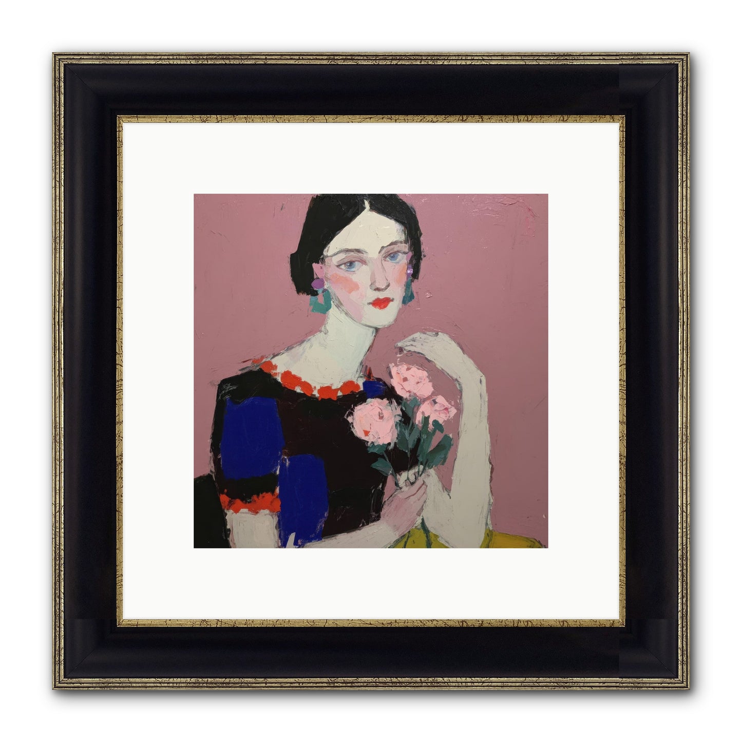 Afternoon In Pink Framed Print - Black & Gold 10x10