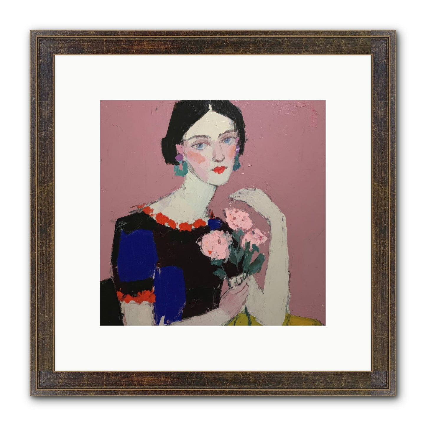 Afternoon In Pink Framed Print - Slimwoods Black/Gold 10x10