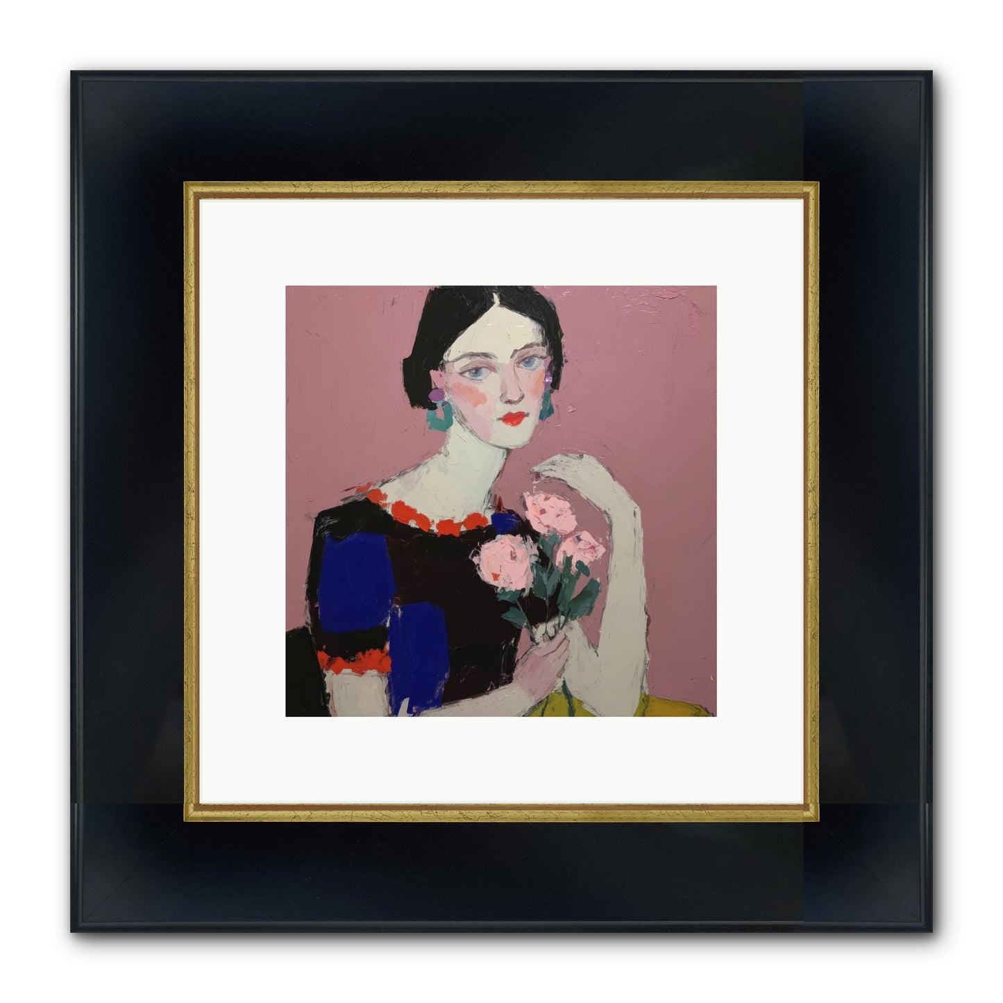 Afternoon In Pink Framed Print - Wide Black w/Gold 10x10