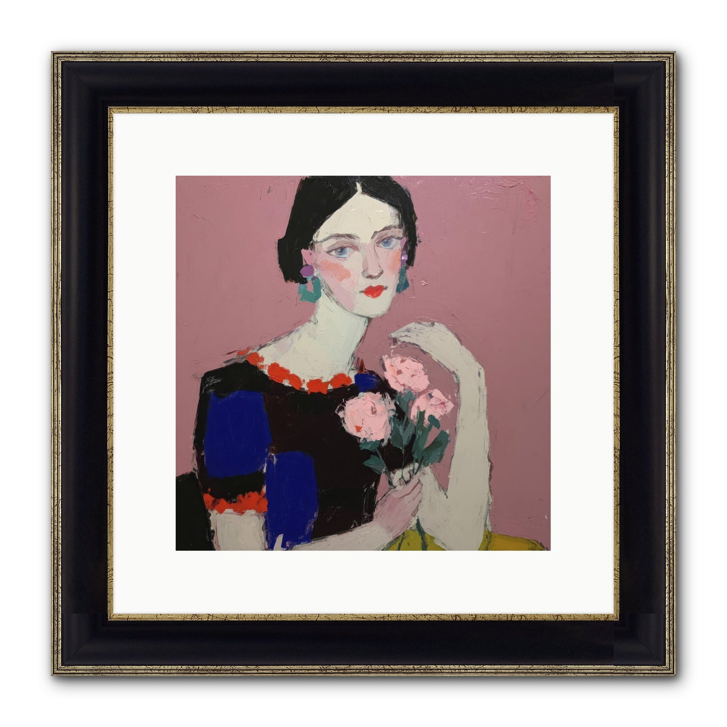 Afternoon In Pink Framed Print - Black & Gold 12x12