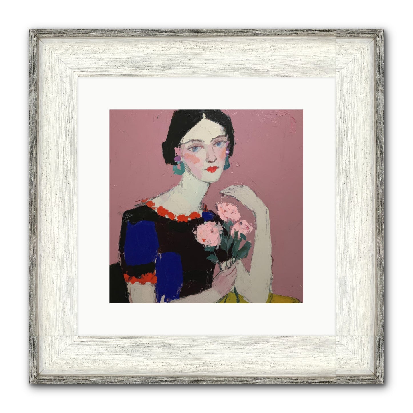 Afternoon In Pink Framed Print - Driftwood White 12x12