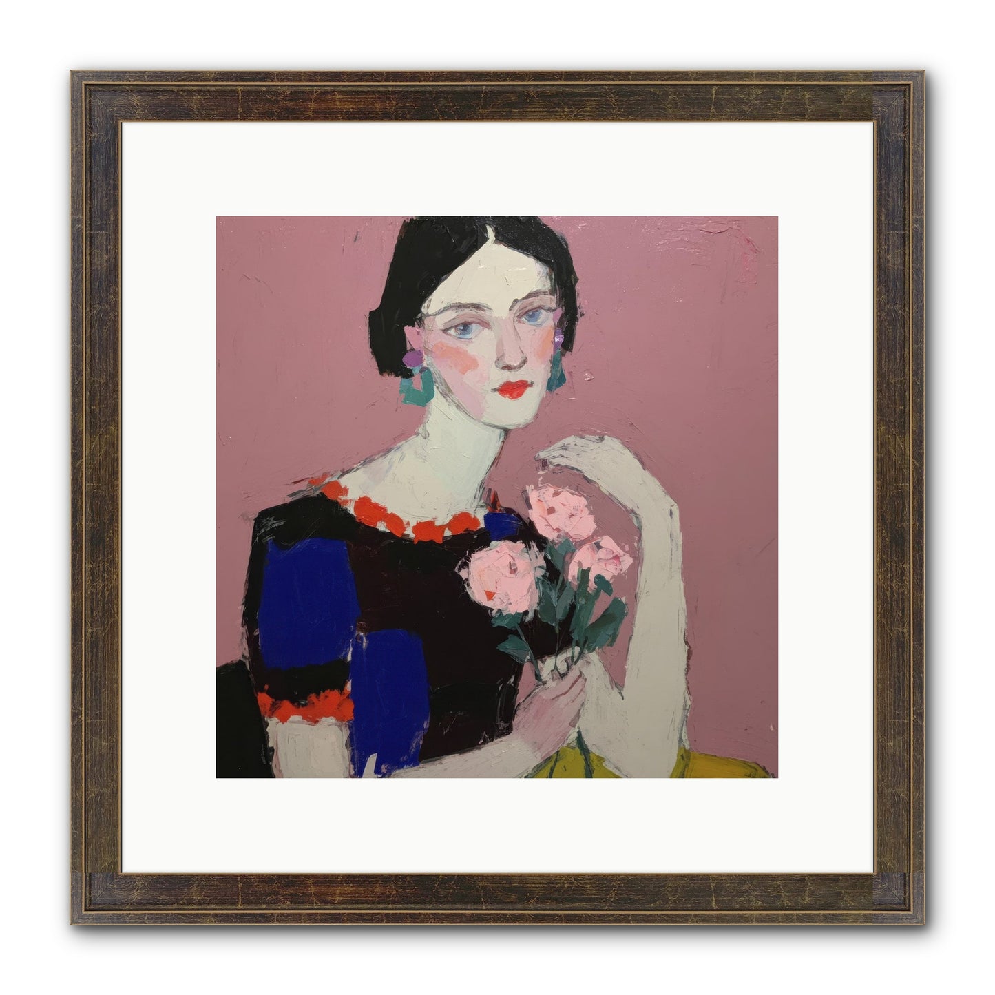 Afternoon In Pink Framed Print - Slimwoods Black/Gold 12x12