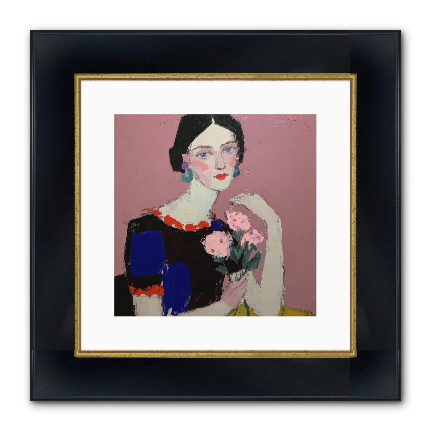 Afternoon In Pink Framed Print - Wide Black w/Gold 12x12