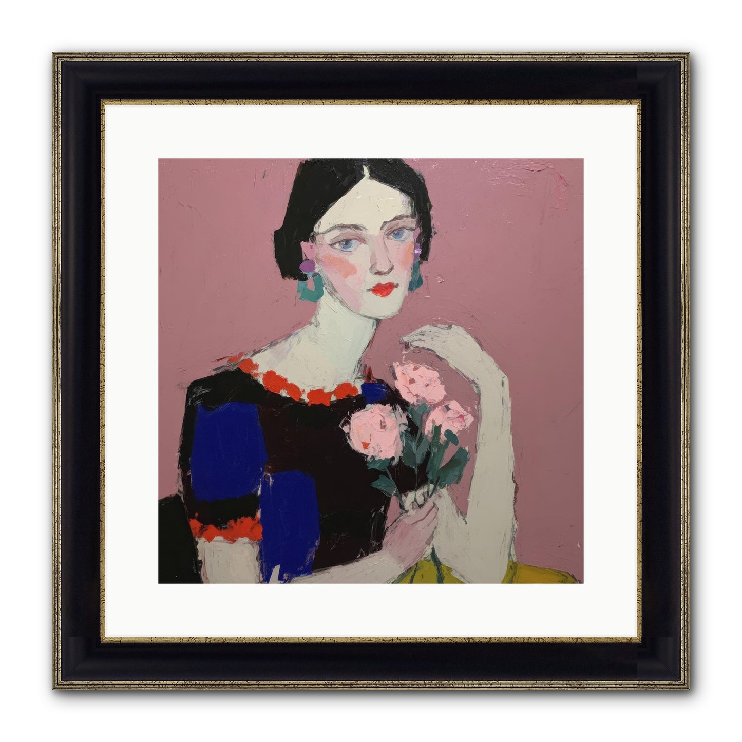 Afternoon In Pink Framed Print - Black & Gold 16x16