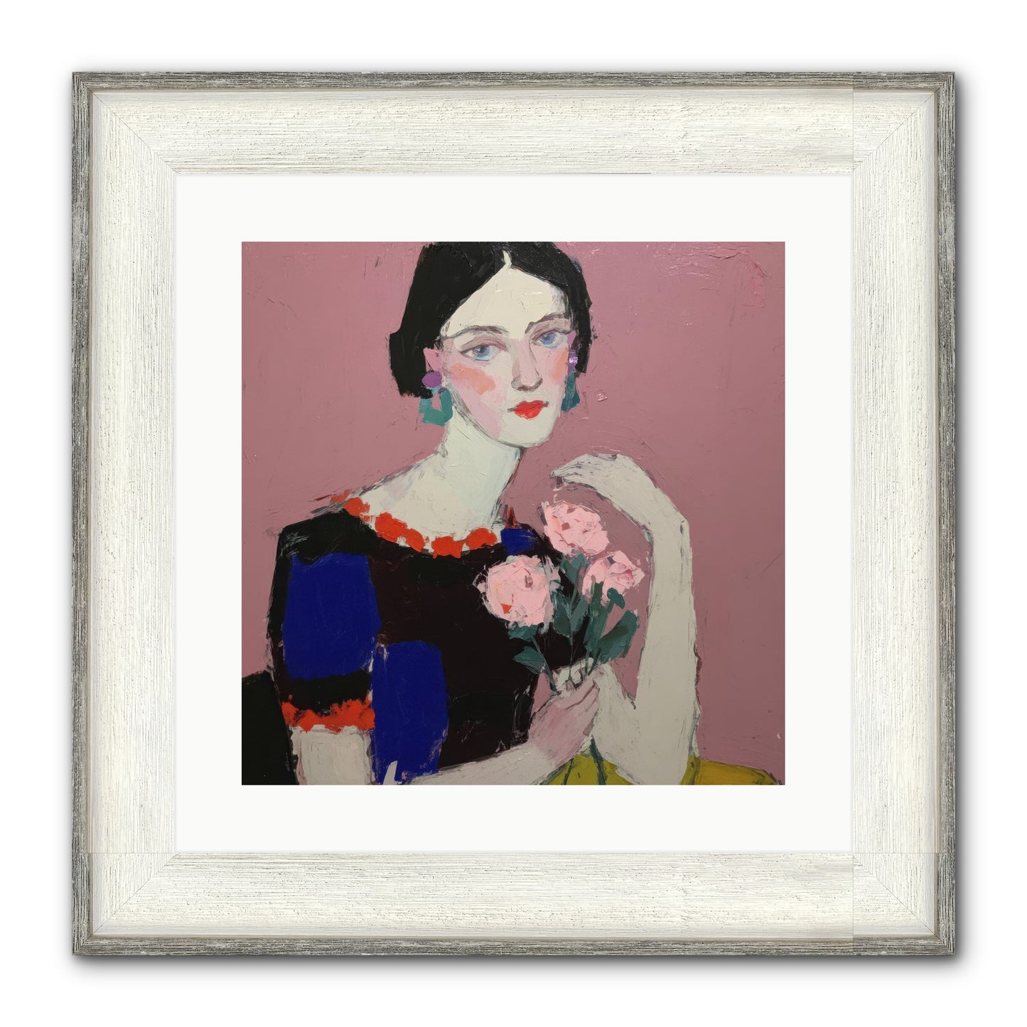 Afternoon In Pink Framed Print - Driftwood White 16x16