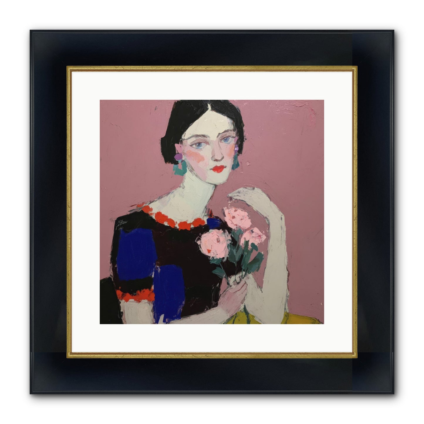Afternoon In Pink Framed Print - Wide Black w/Gold 16x16