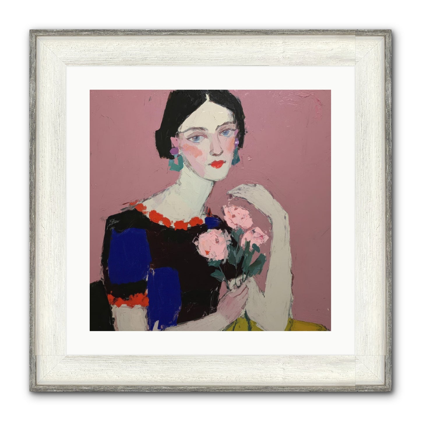 Afternoon In Pink Framed Print - Driftwood White 20x20