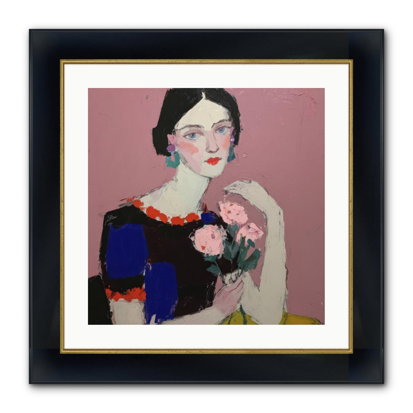 Afternoon In Pink Framed Print - Wide Black w/Gold 20x20
