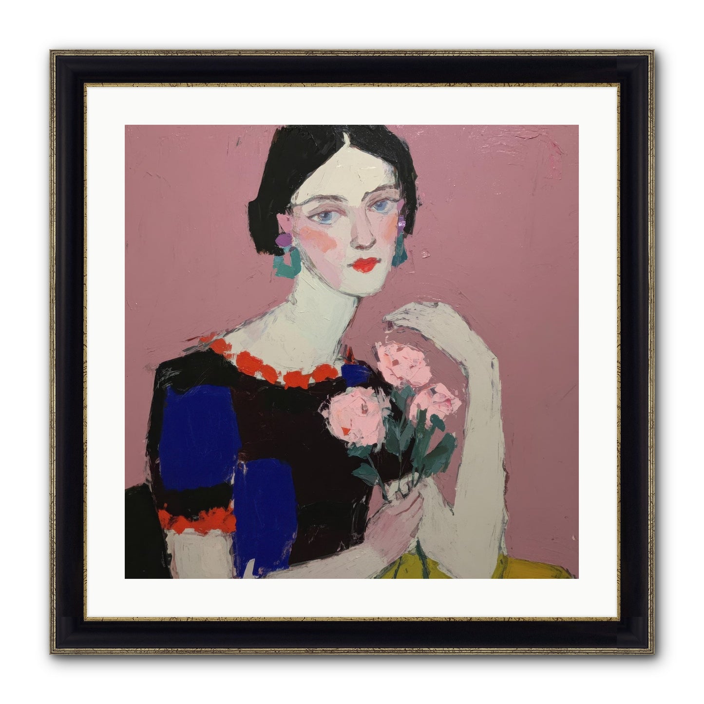 Afternoon In Pink Framed Print - Black & Gold 24x24