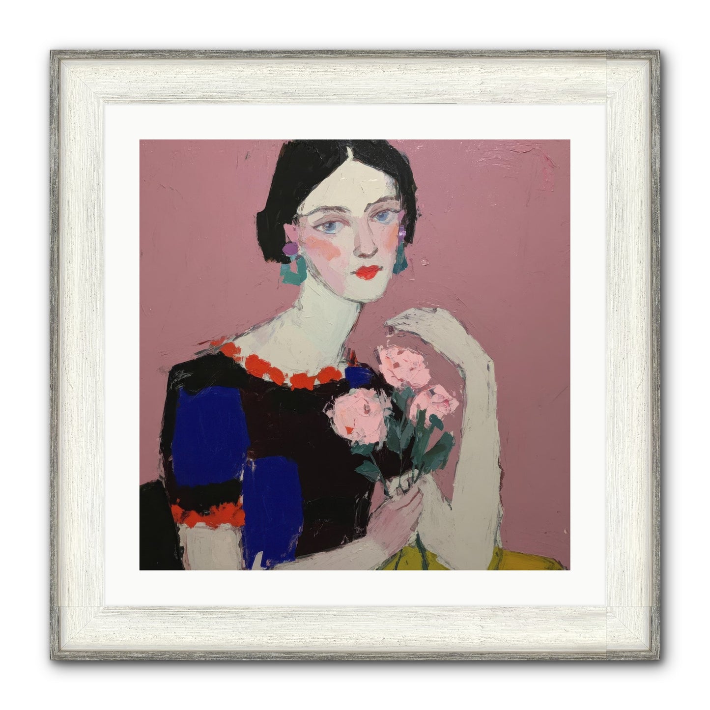 Afternoon In Pink Framed Print - Driftwood White 24x24