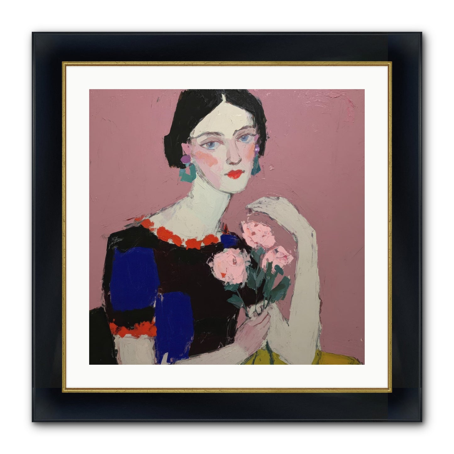 Afternoon In Pink Framed Print - Wide Black w/Gold 24x24