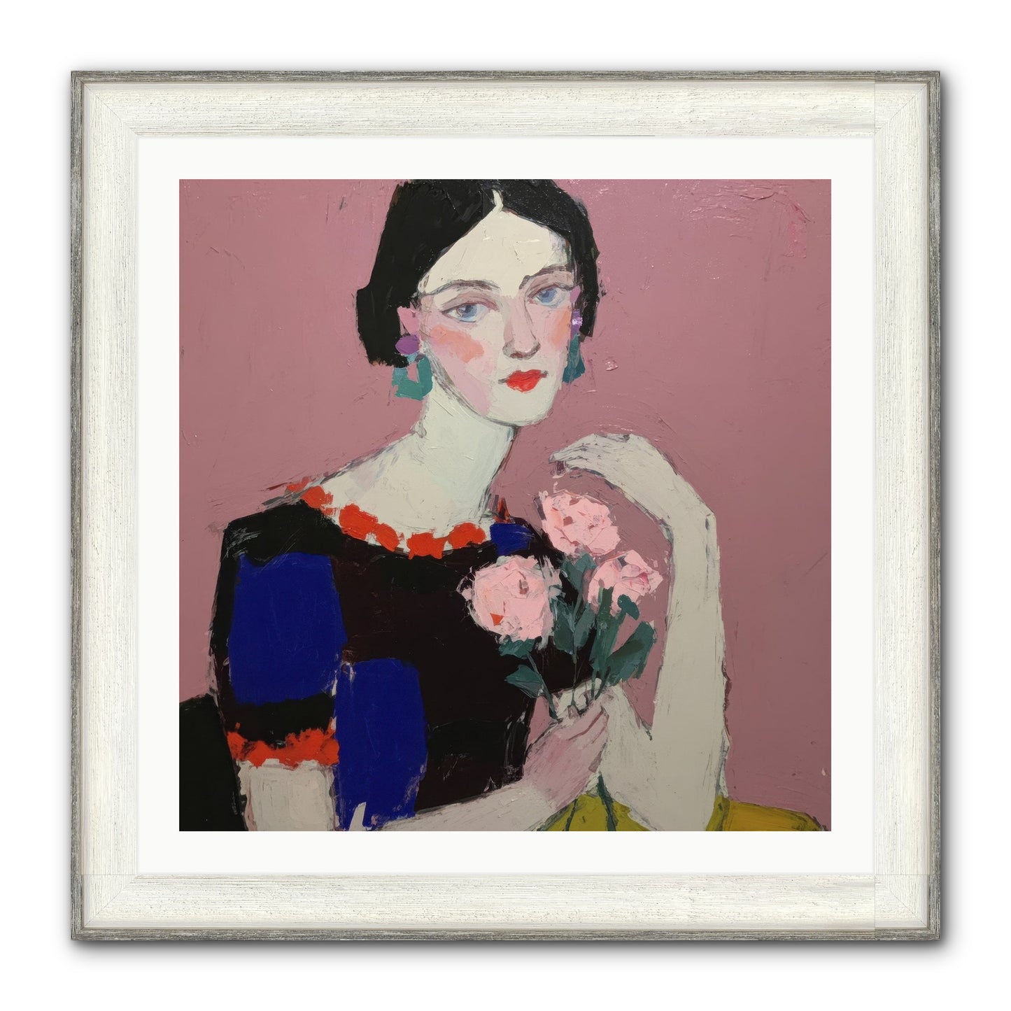 Afternoon In Pink Framed Print - Driftwood White 30x30