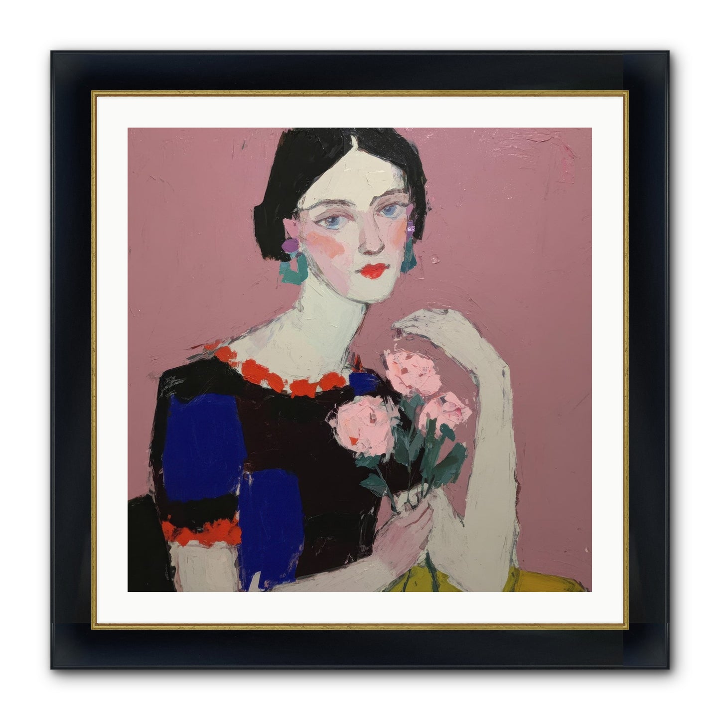 Afternoon In Pink Framed Print - Wide Black w/Gold 30x30