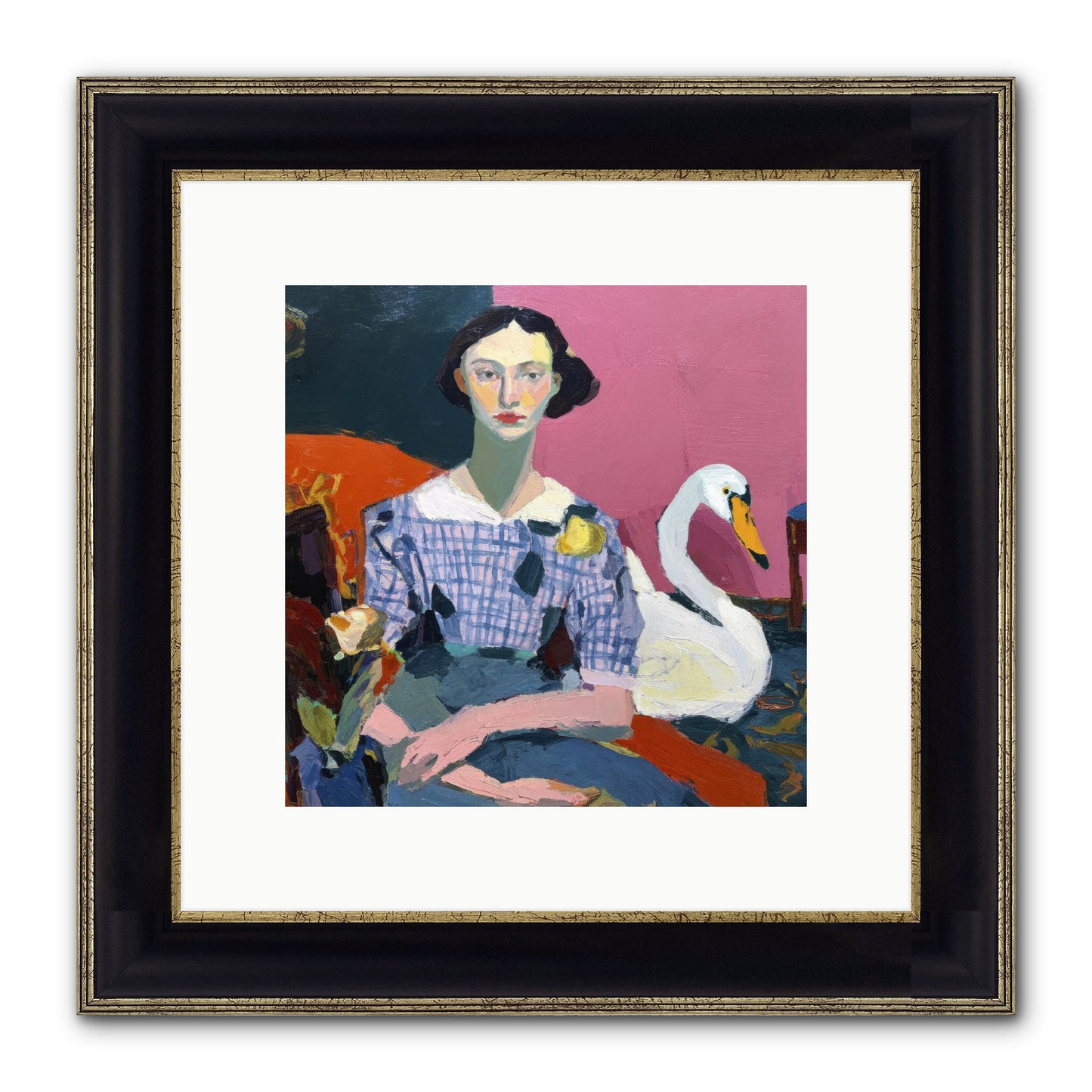 Afternoon Stillness Framed Print - Black & Gold 10x10