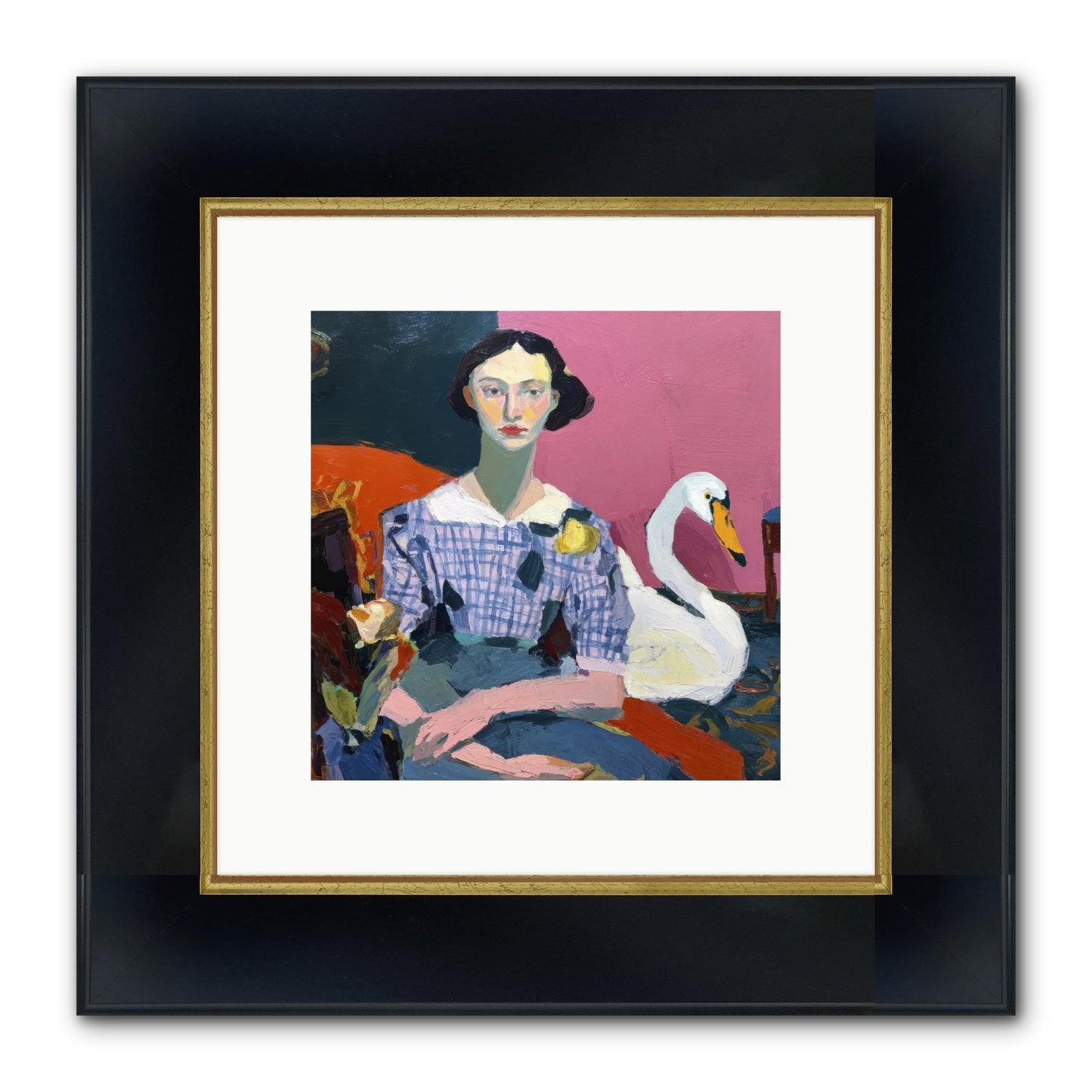 Afternoon Stillness Framed Print - Wide Black w/Gold 10x10