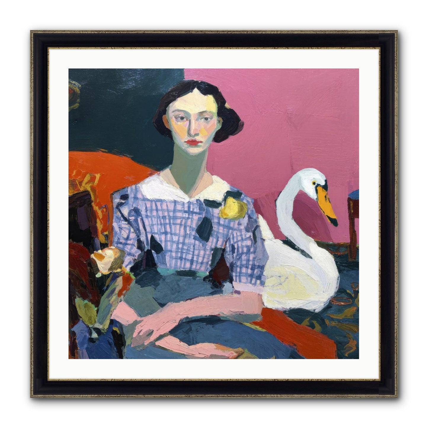 Afternoon Stillness Framed Print - Black & Gold 30x30