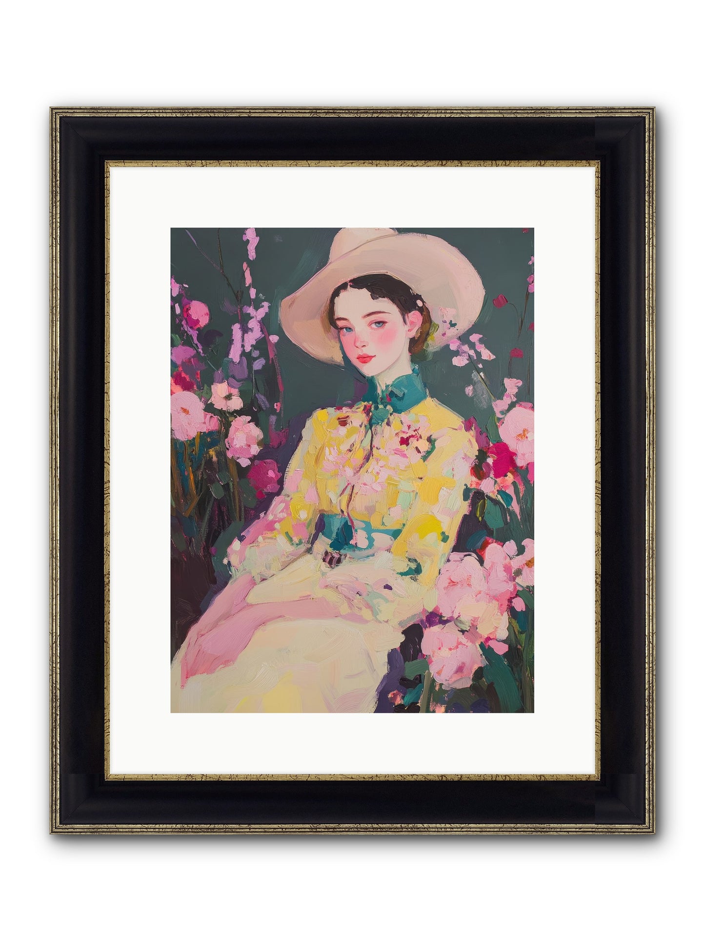 Agave Bloom Framed Print - Black & Gold 12x16