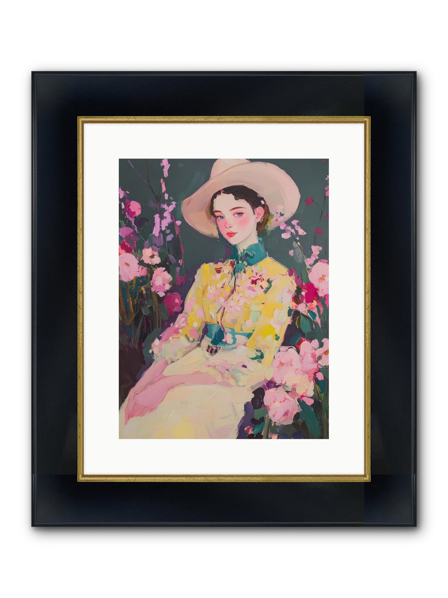 Agave Bloom Framed Print - Wide Black w/Gold 12x16