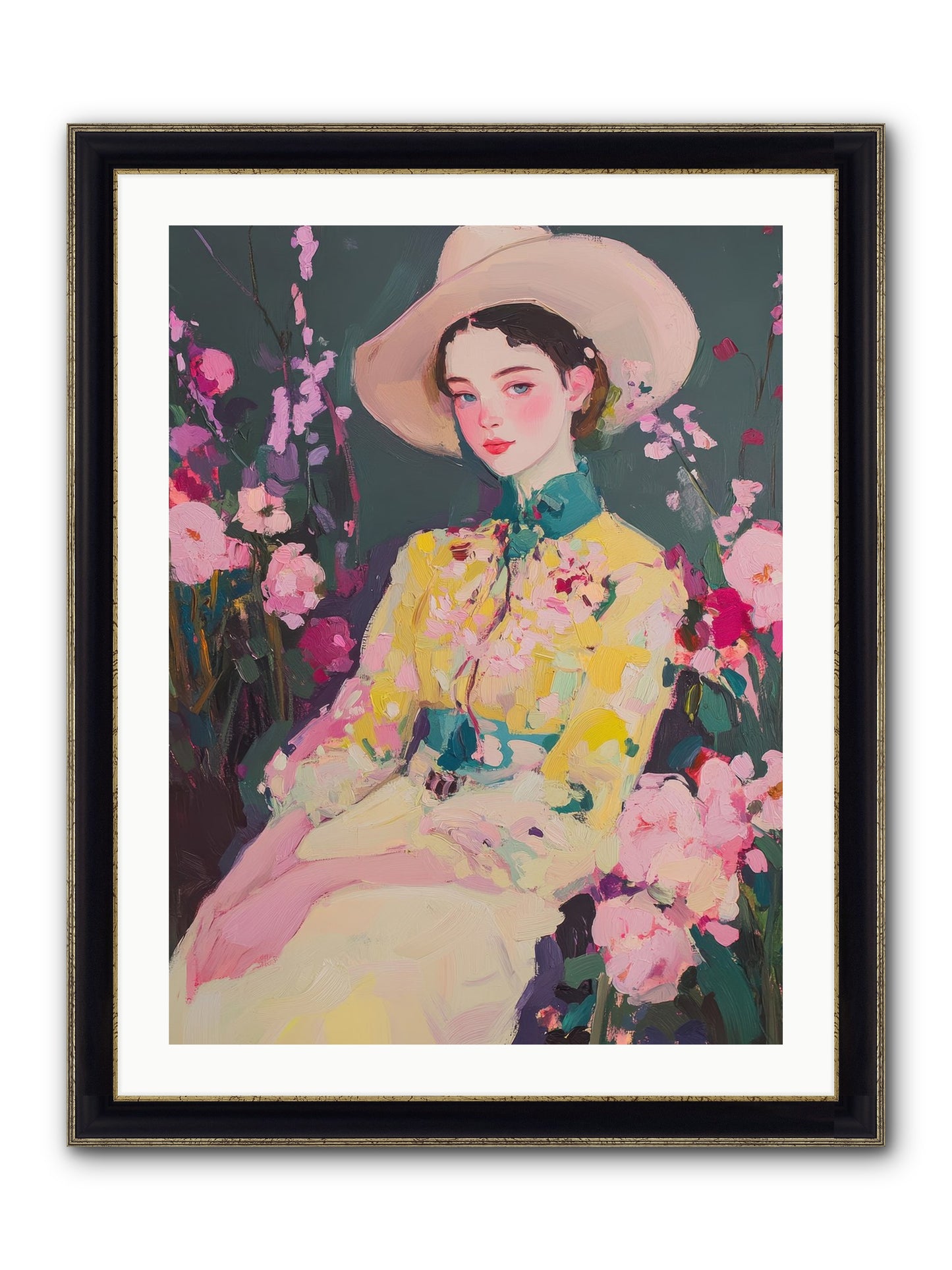 Agave Bloom Framed Print - Black & Gold 24x32