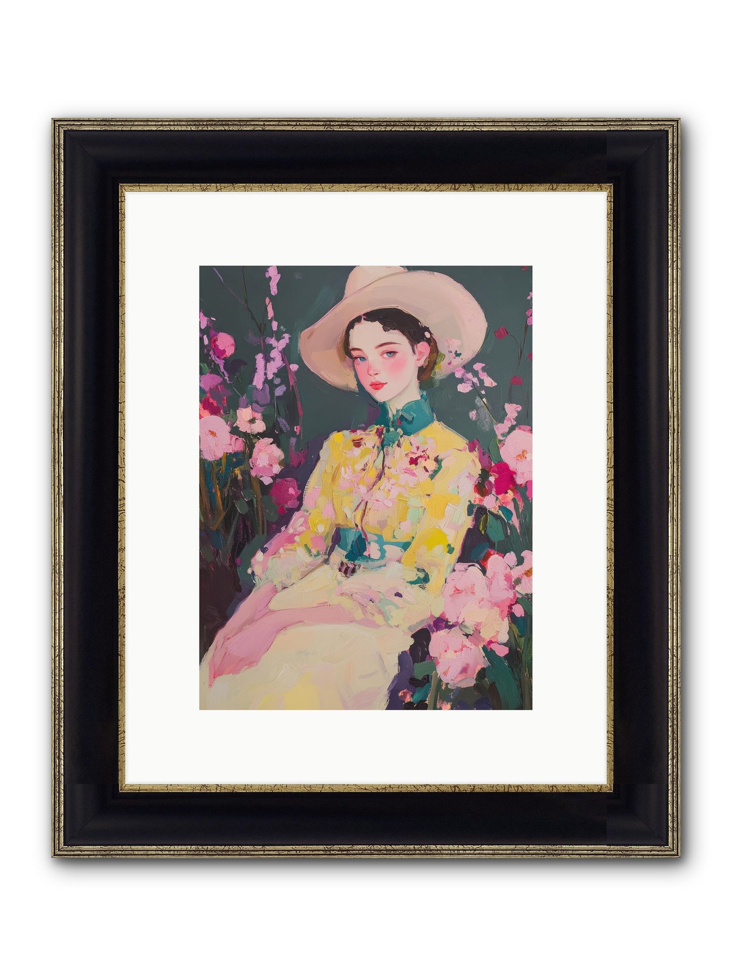 Agave Bloom Framed Print - Black & Gold 9x12