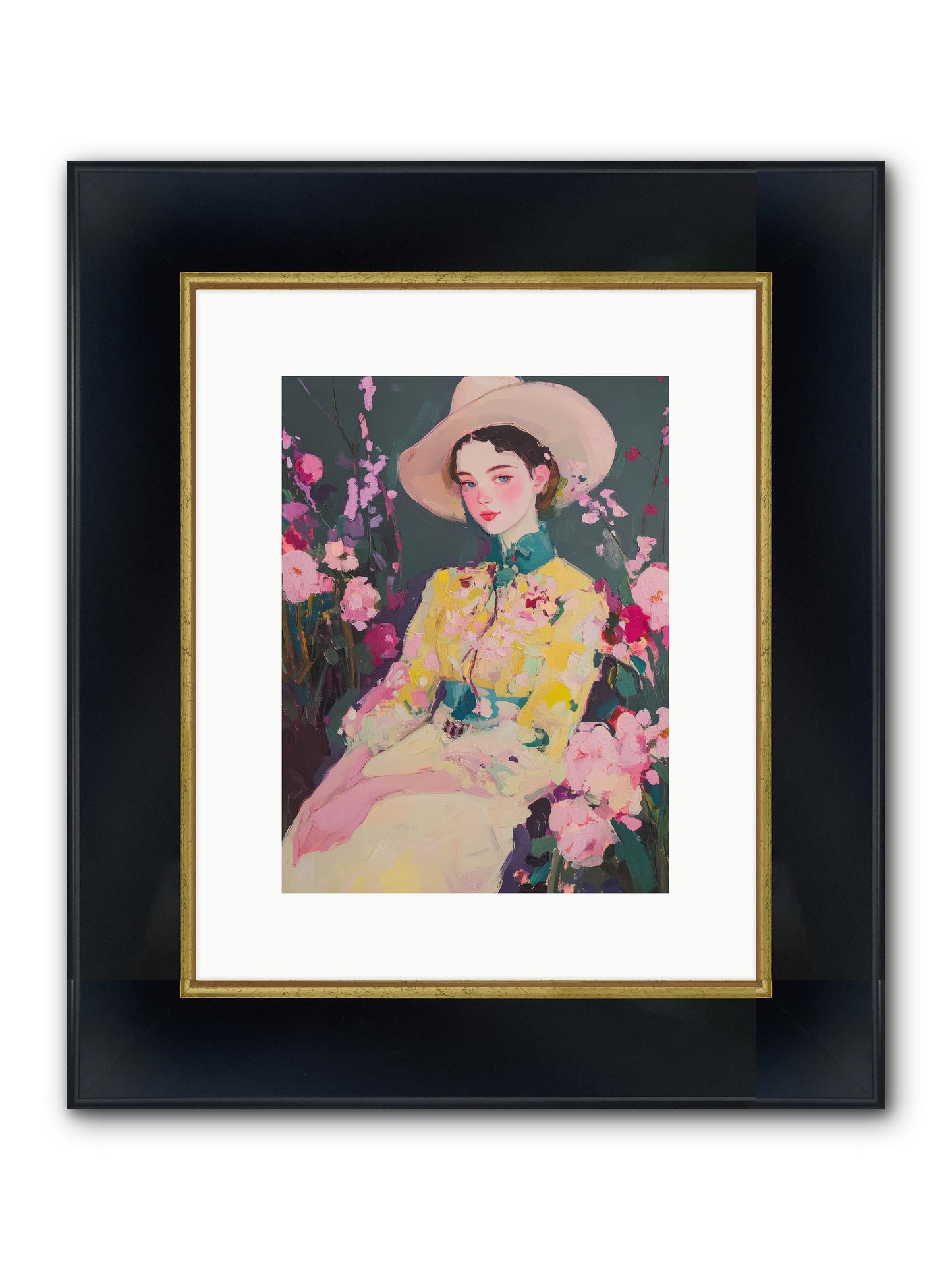 Agave Bloom Framed Print - Wide Black w/Gold 9x12