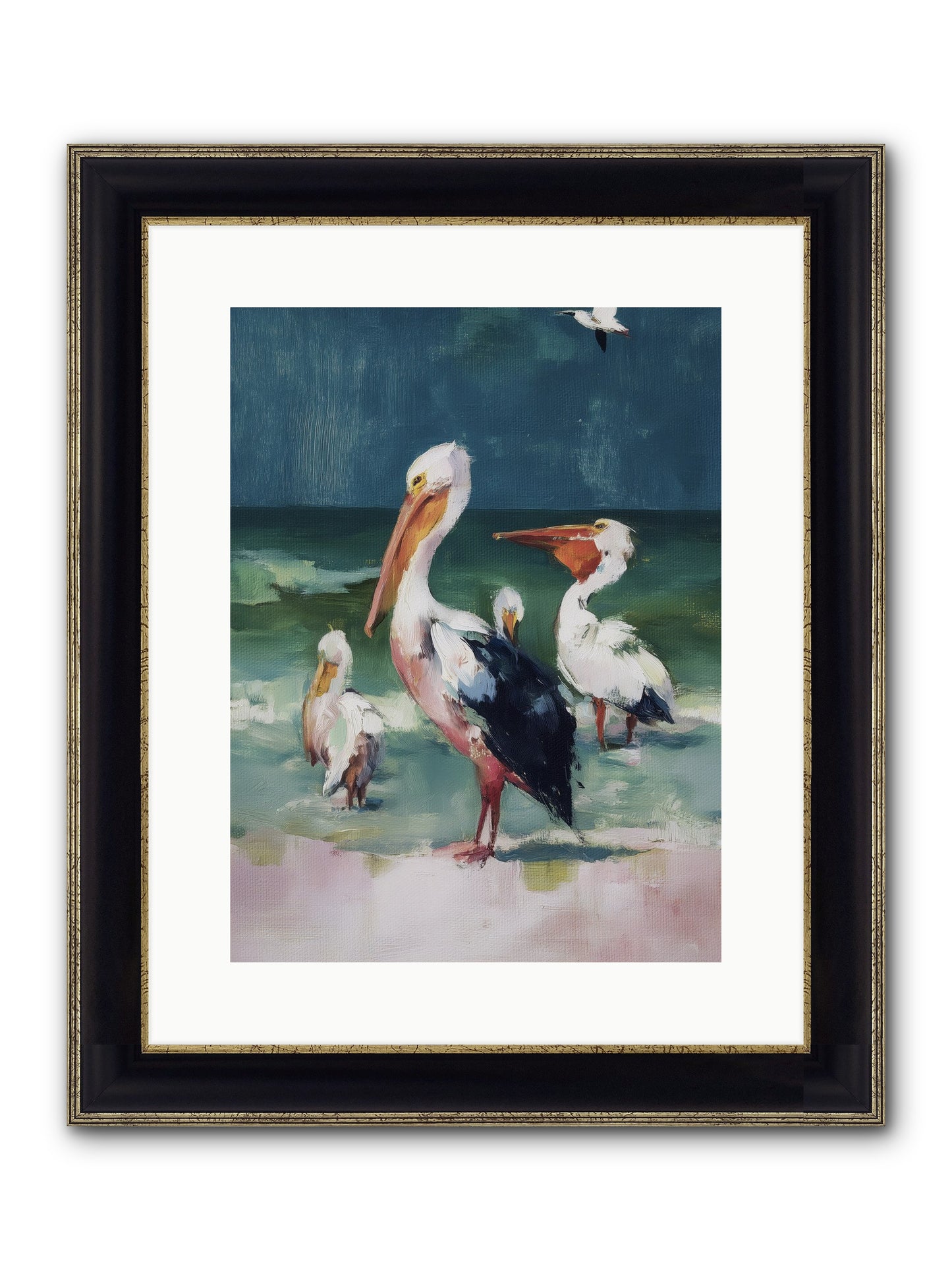 Along Water's Edge Framed Print - Black & Gold 12x16