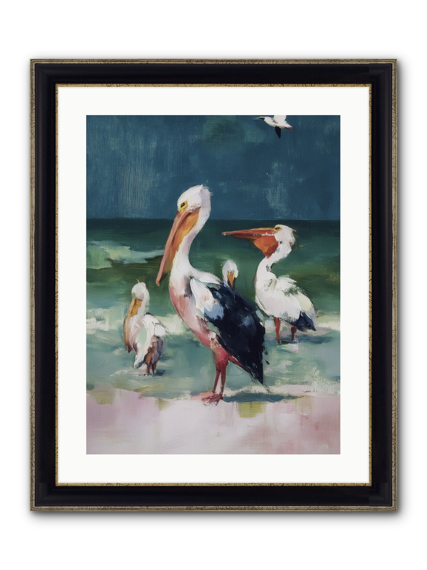 Along Water's Edge Framed Print - Black & Gold 18x24