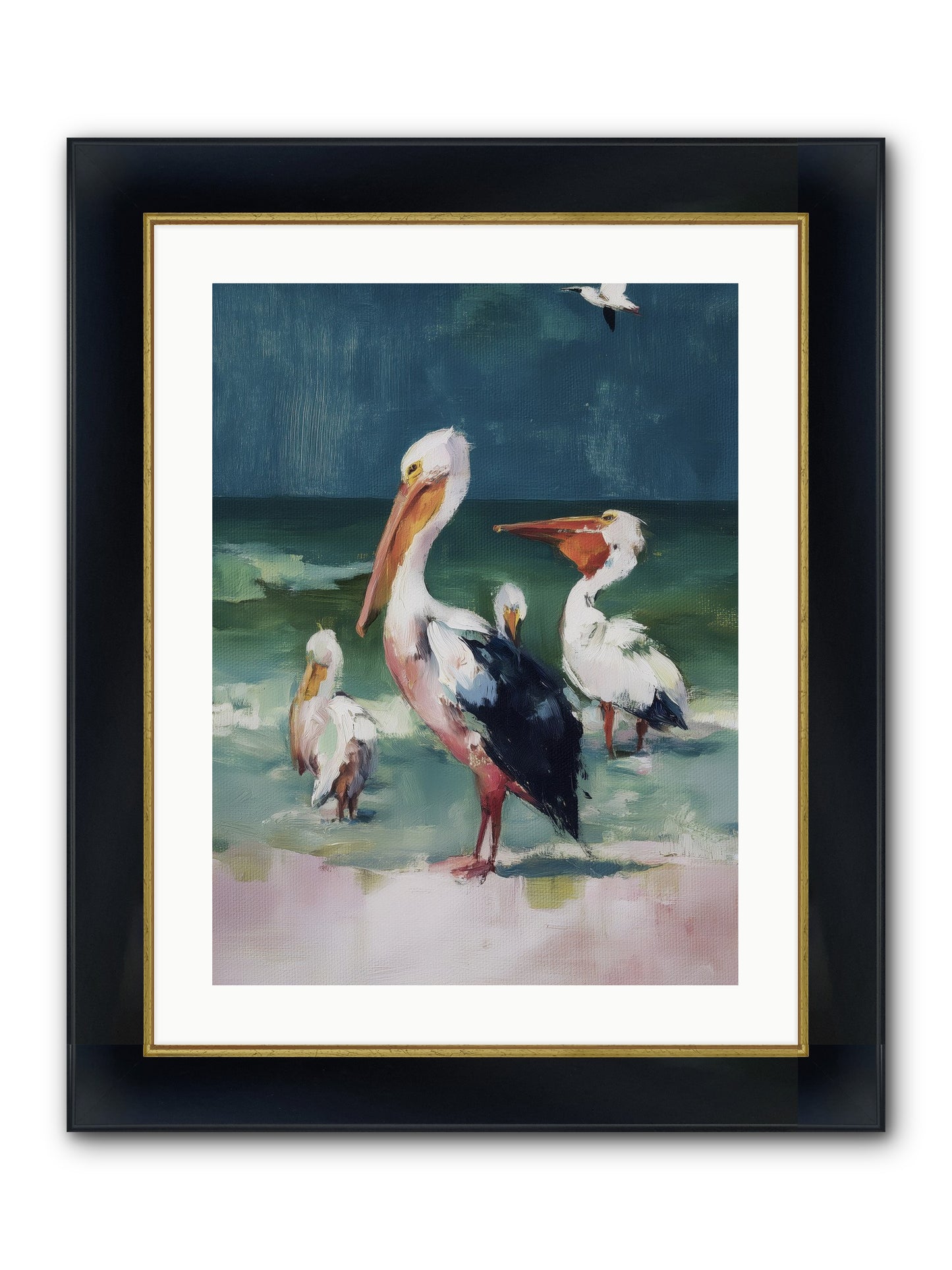 Along Water's Edge Framed Print - Wide Black w/Gold 18x24