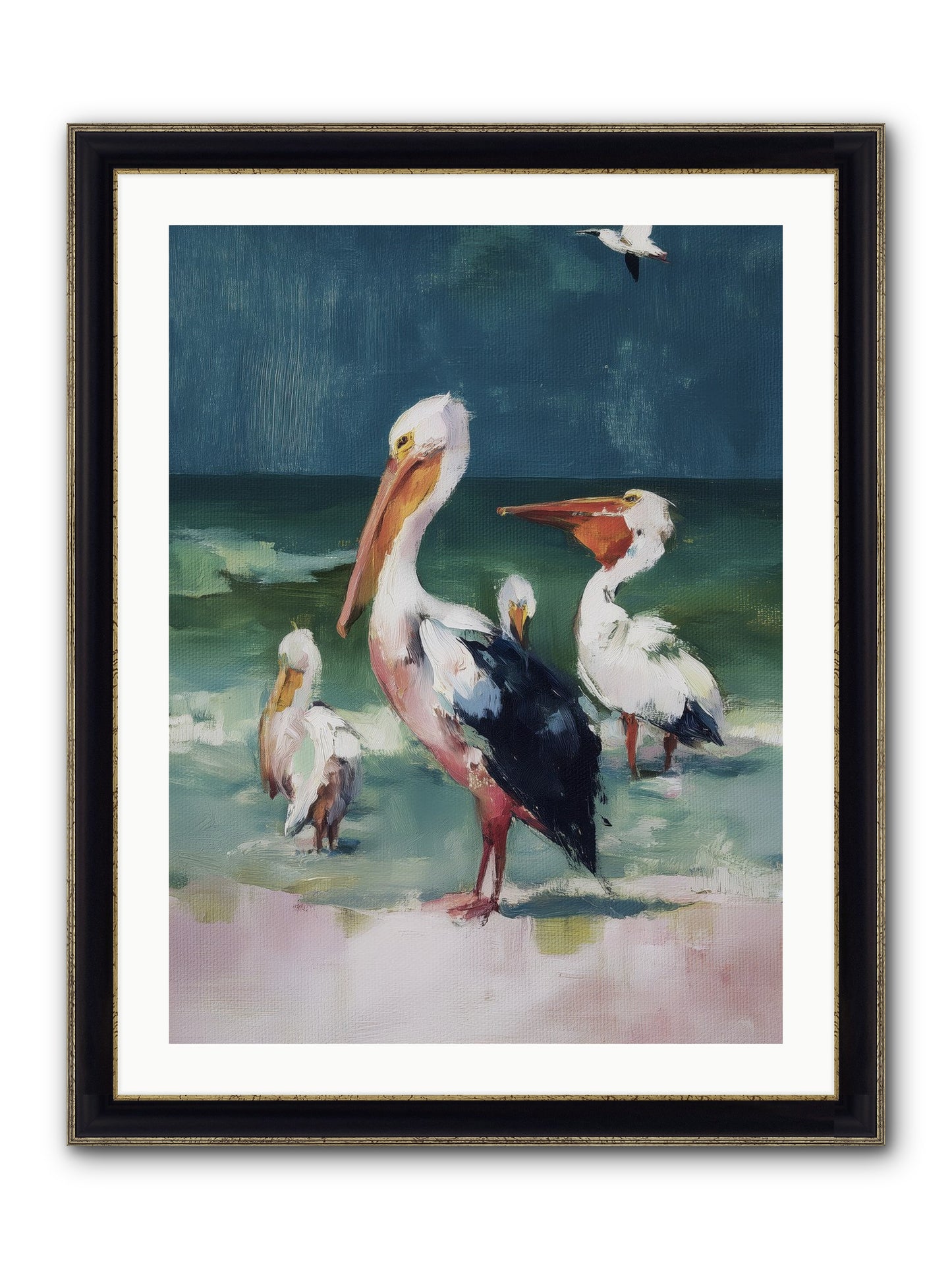 Along Water's Edge Framed Print - Black & Gold 24x32