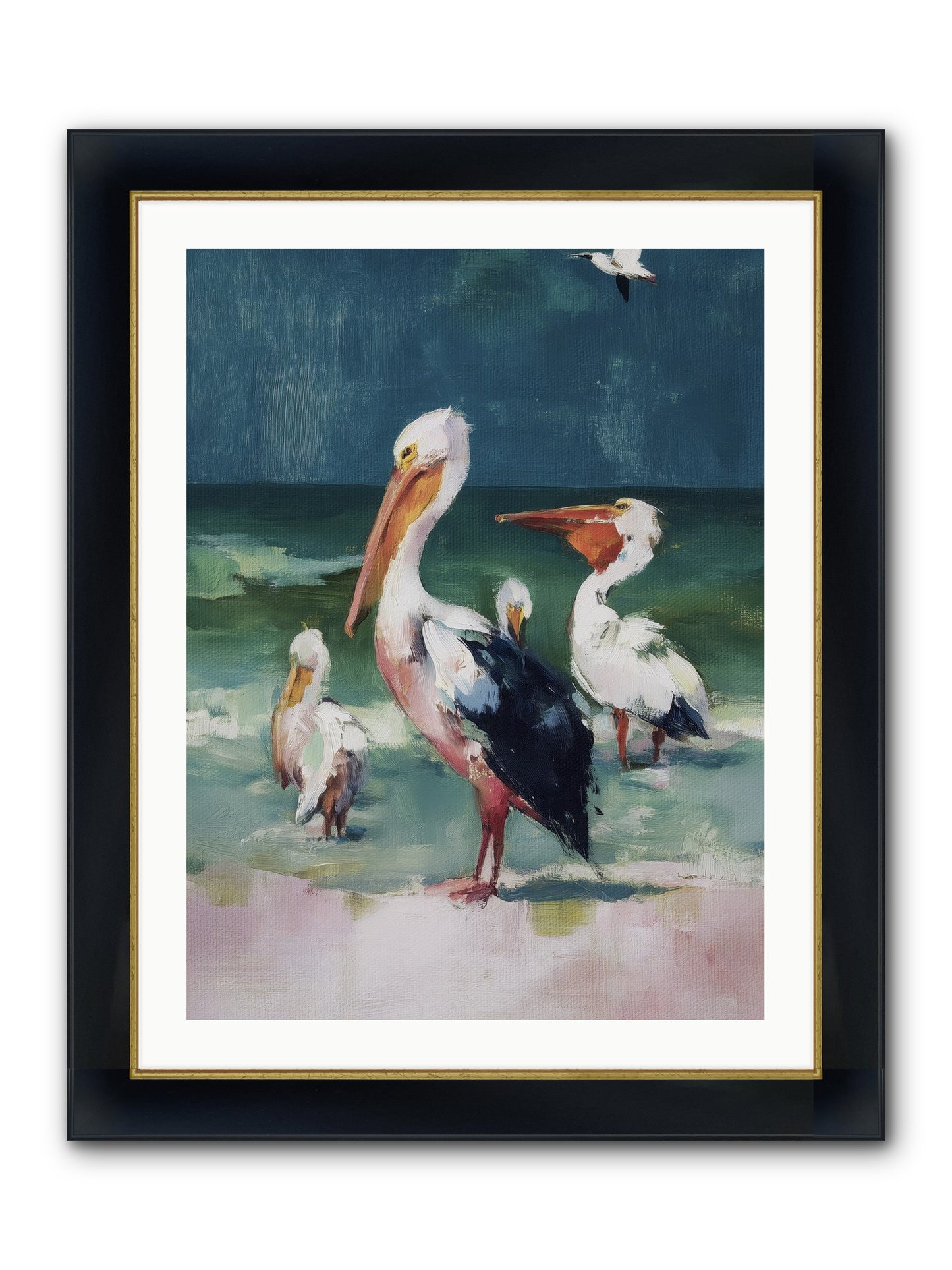 Along Water's Edge Framed Print - Wide Black w/Gold 24x32