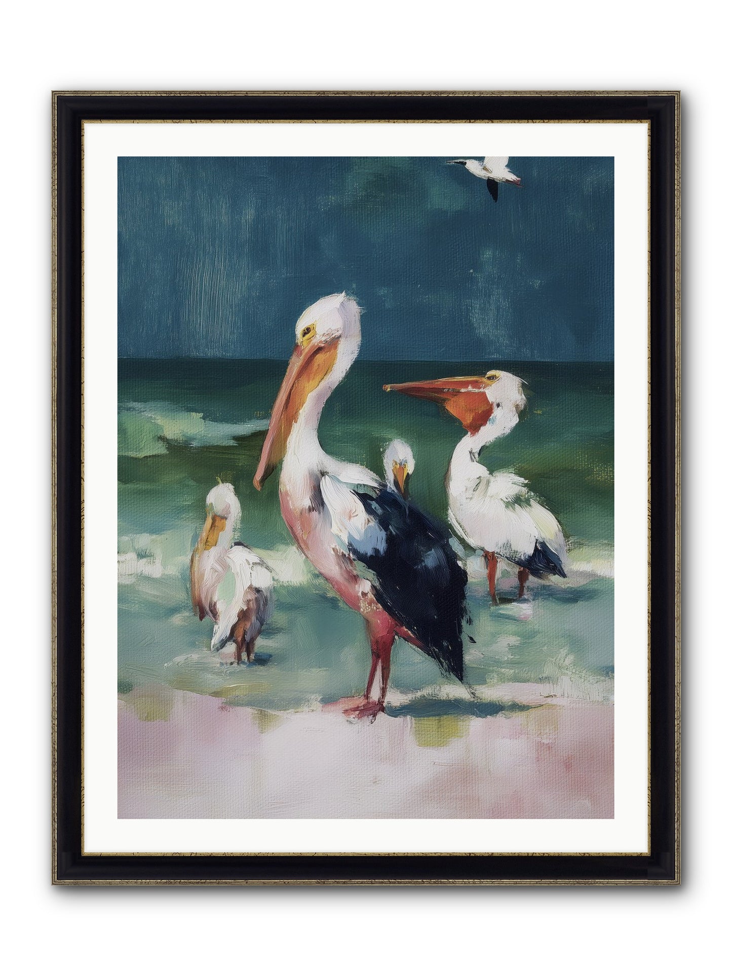 Along Water's Edge Framed Print - Black & Gold 30x40