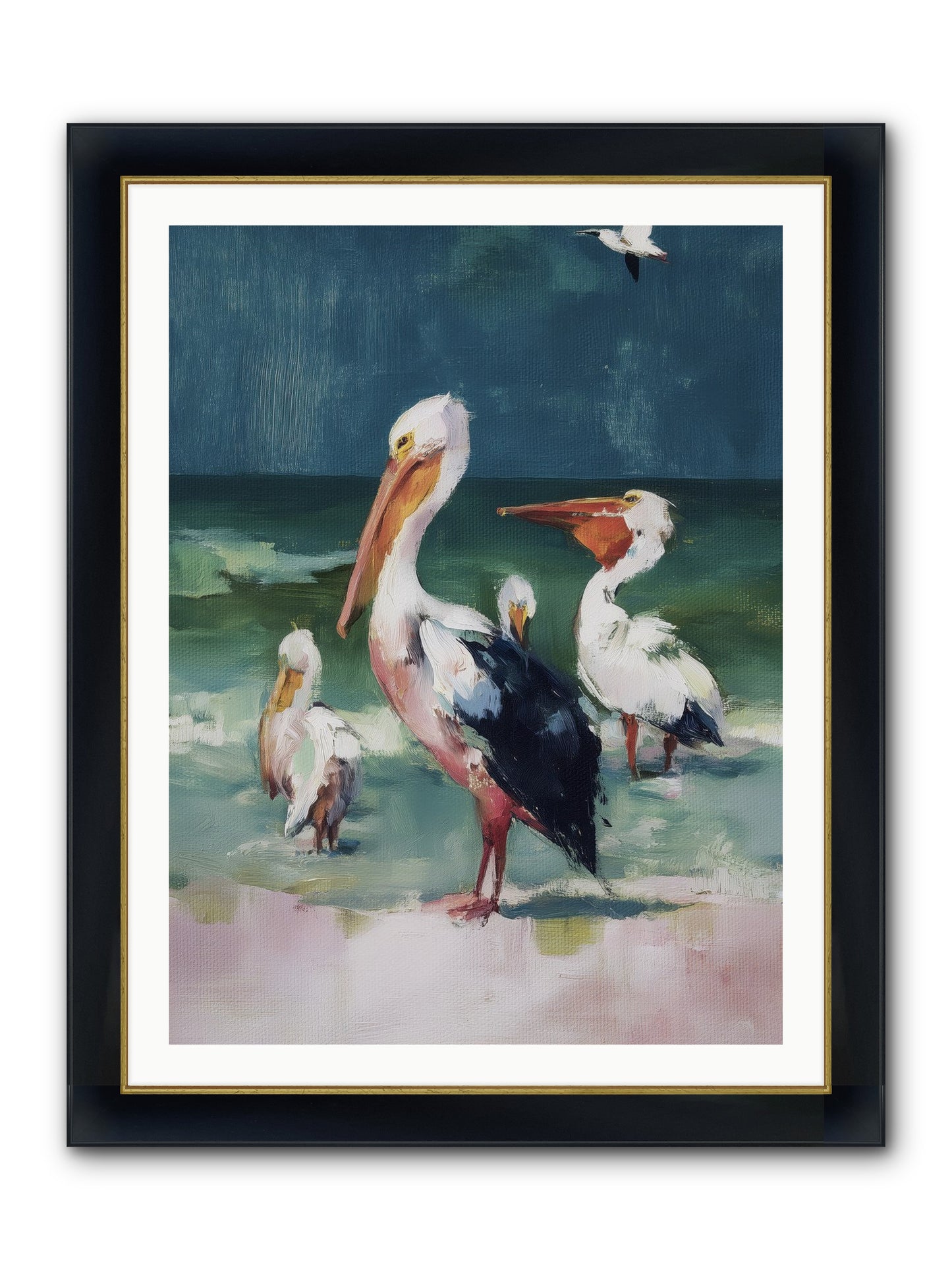 Along Water's Edge Framed Print - Wide Black w/Gold 30x40