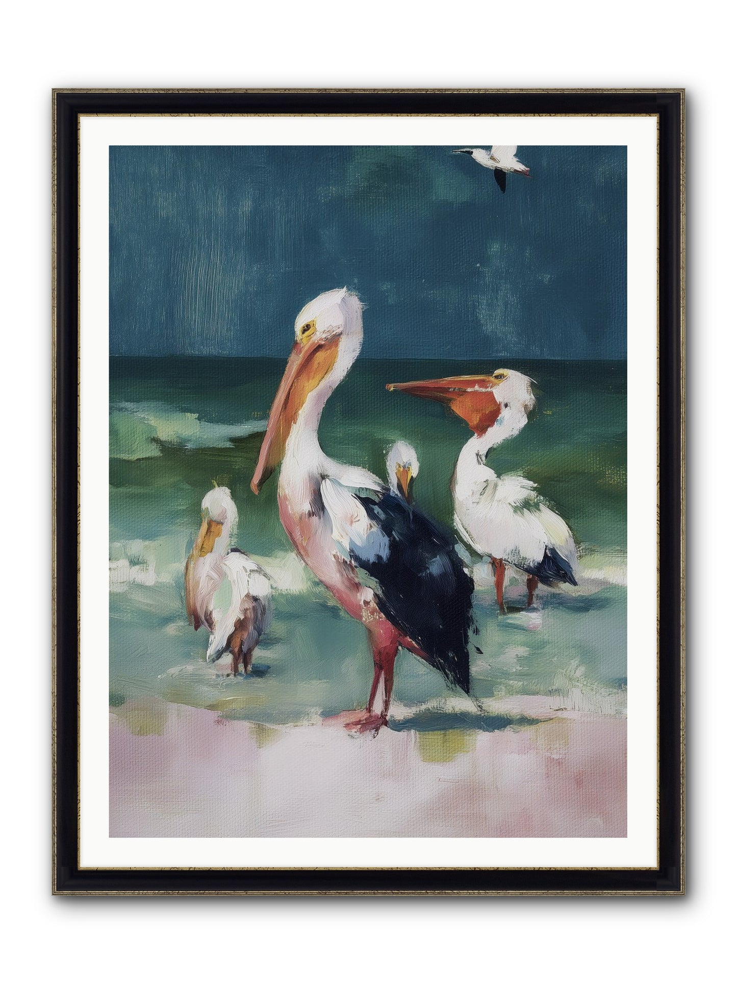 Along Water's Edge Framed Print - Black & Gold 36x48