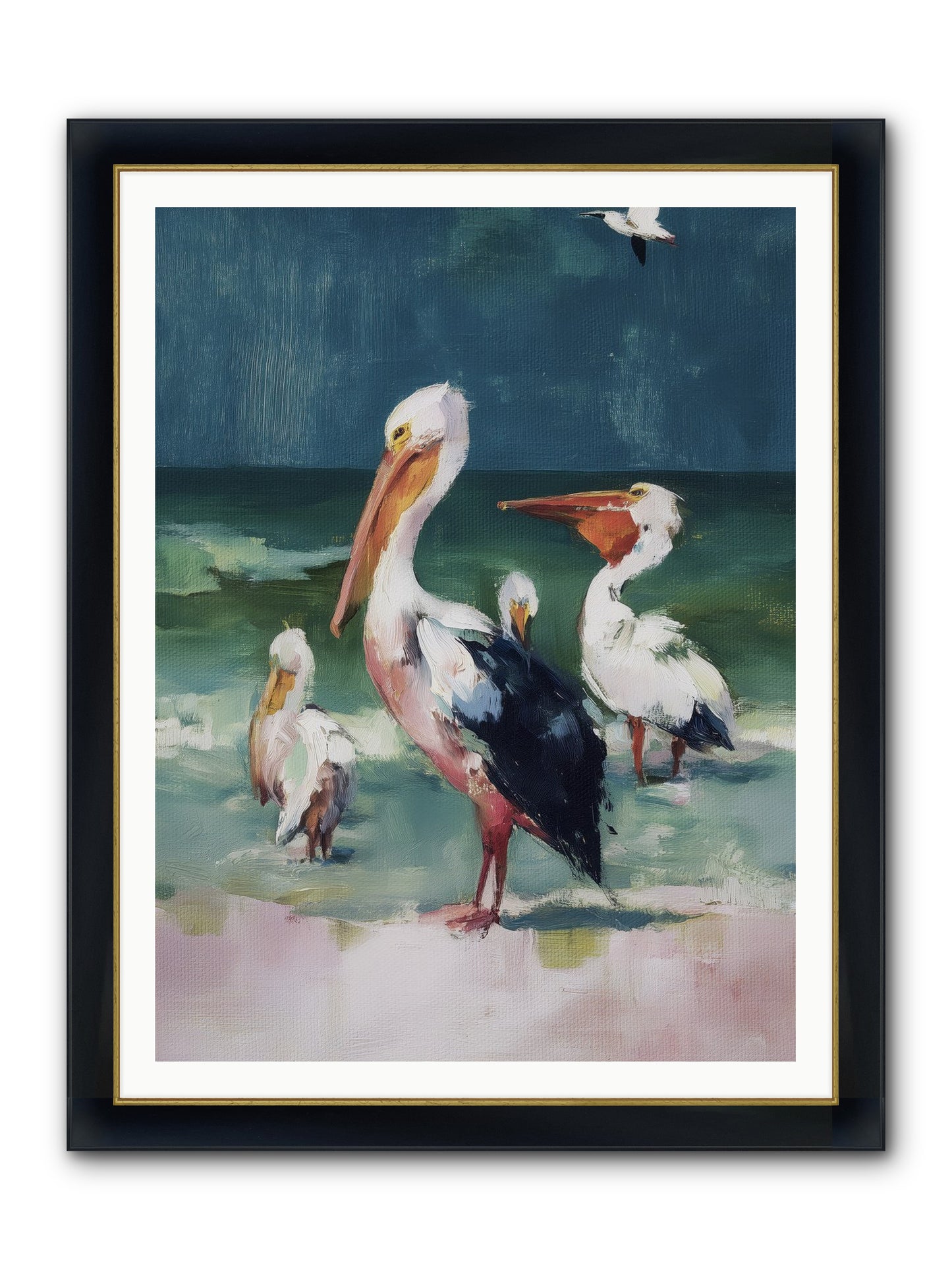 Along Water's Edge Framed Print - Wide Black w/Gold 36x48