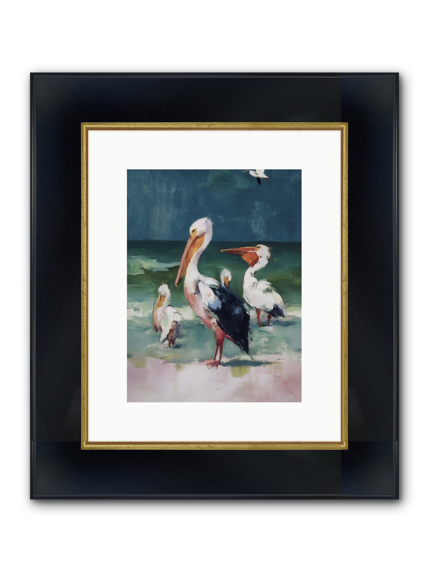 Along Water's Edge Framed Print - Wide Black w/Gold 9x12