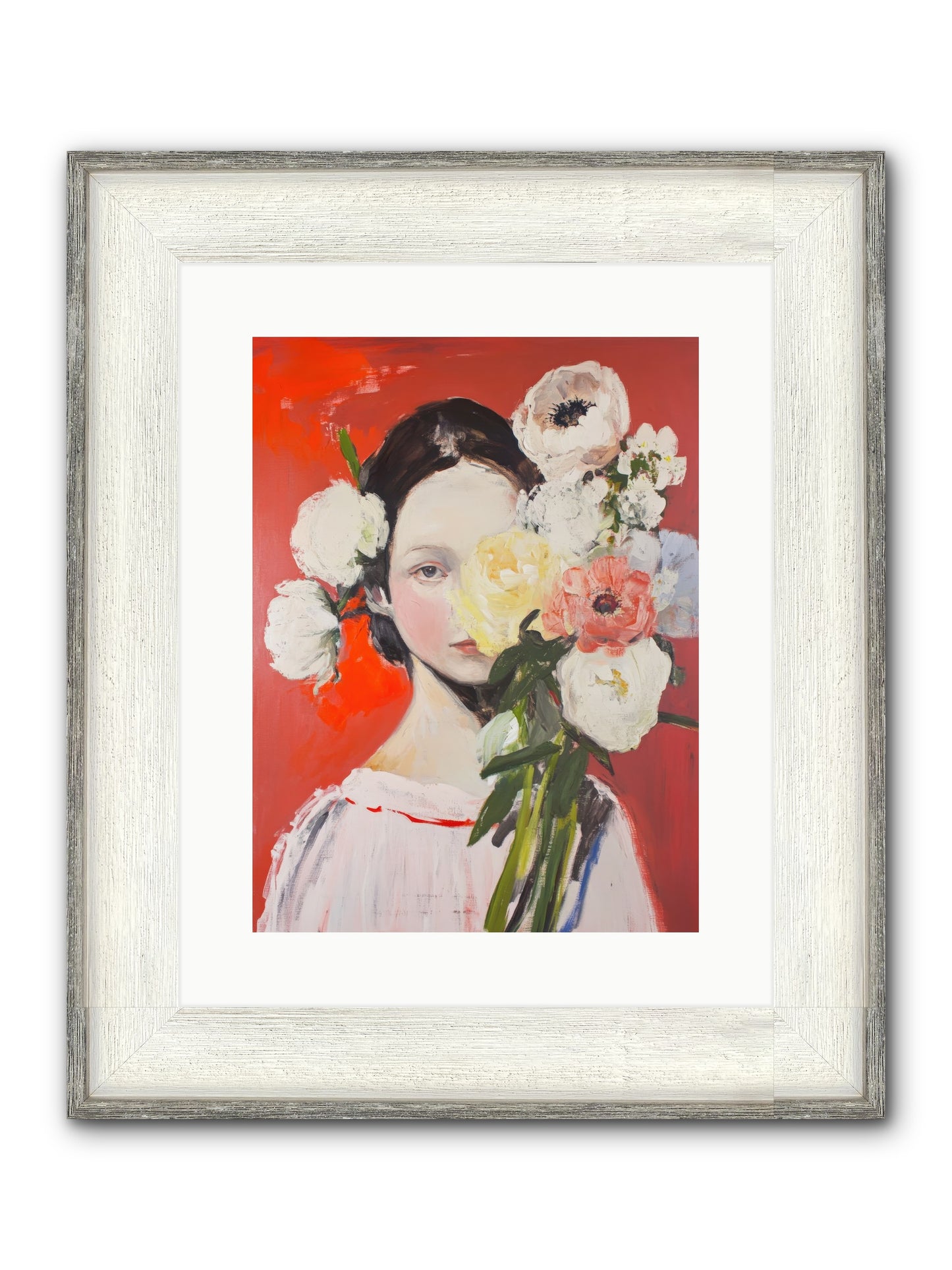 Amaryllis Phoenix Framed Print - Driftwood White 12x16