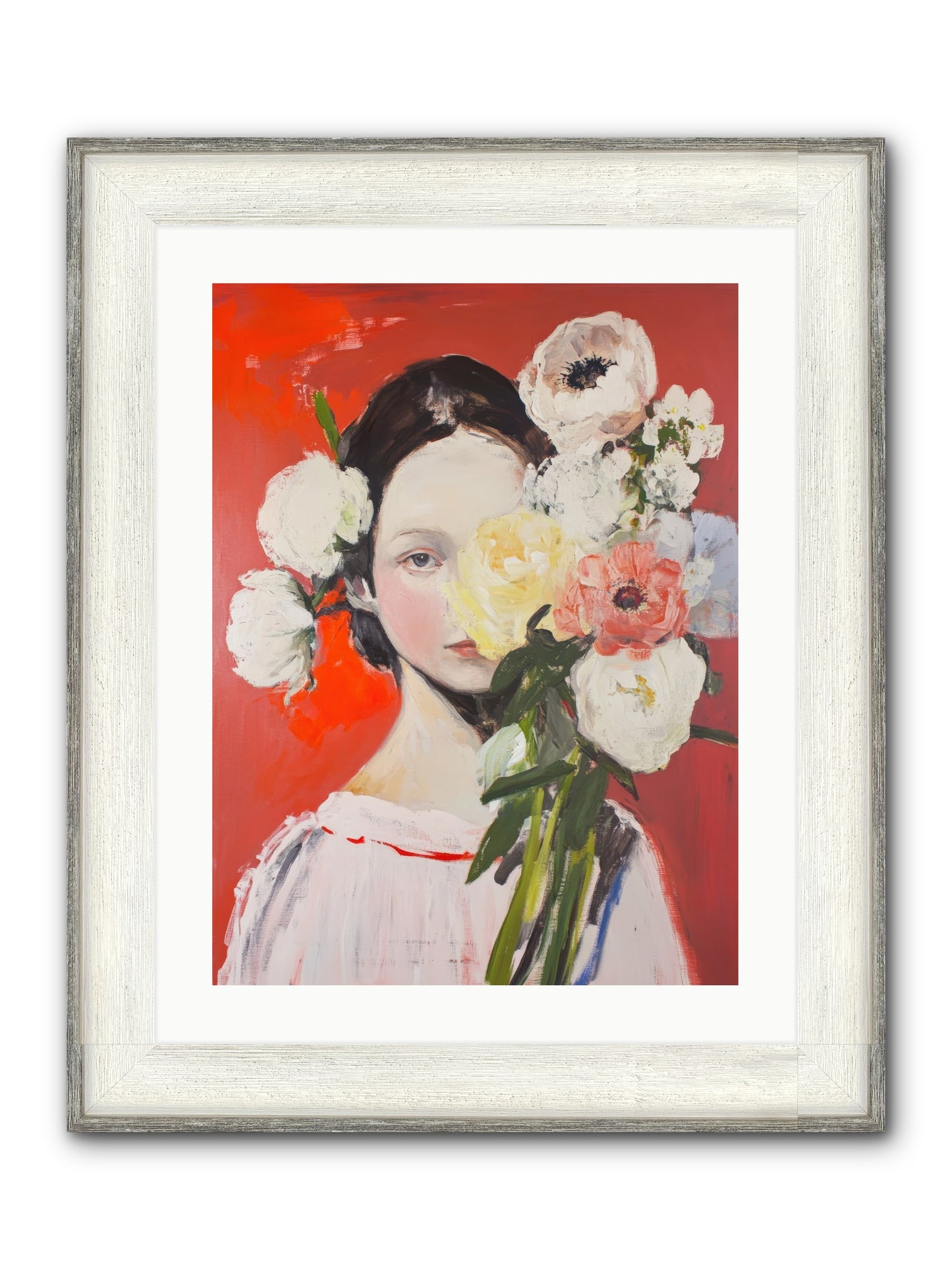 Amaryllis Phoenix Framed Print - Driftwood White 18x24