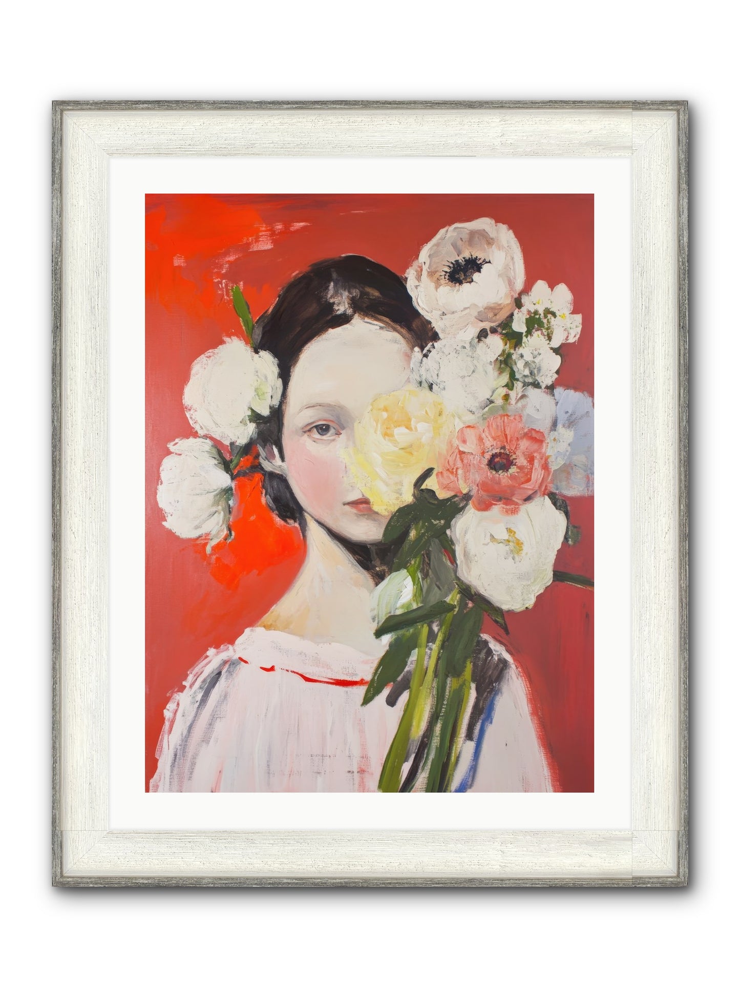 Amaryllis Phoenix Framed Print - Driftwood White 24x32