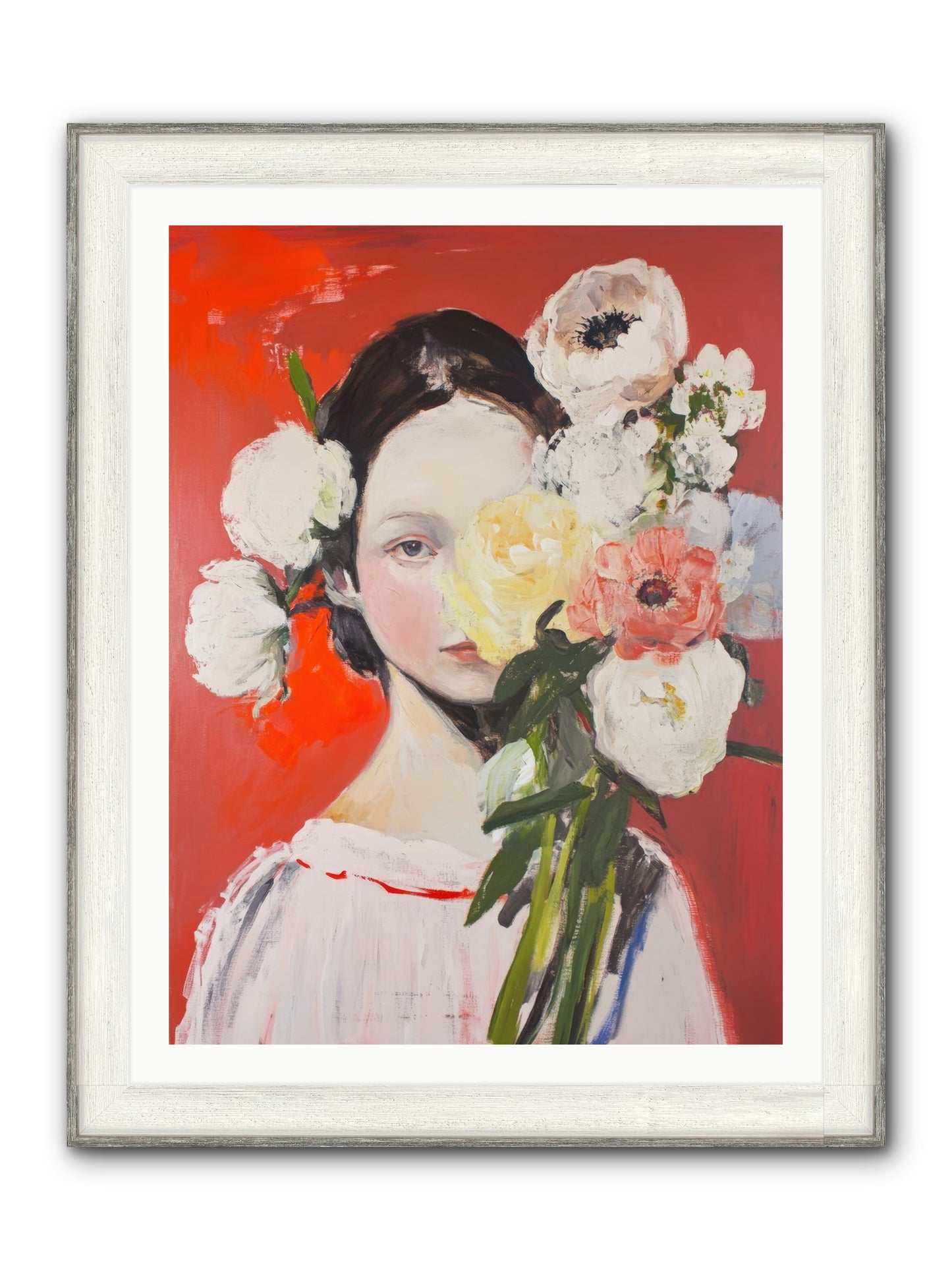 Amaryllis Phoenix Framed Print - Driftwood White 30x40