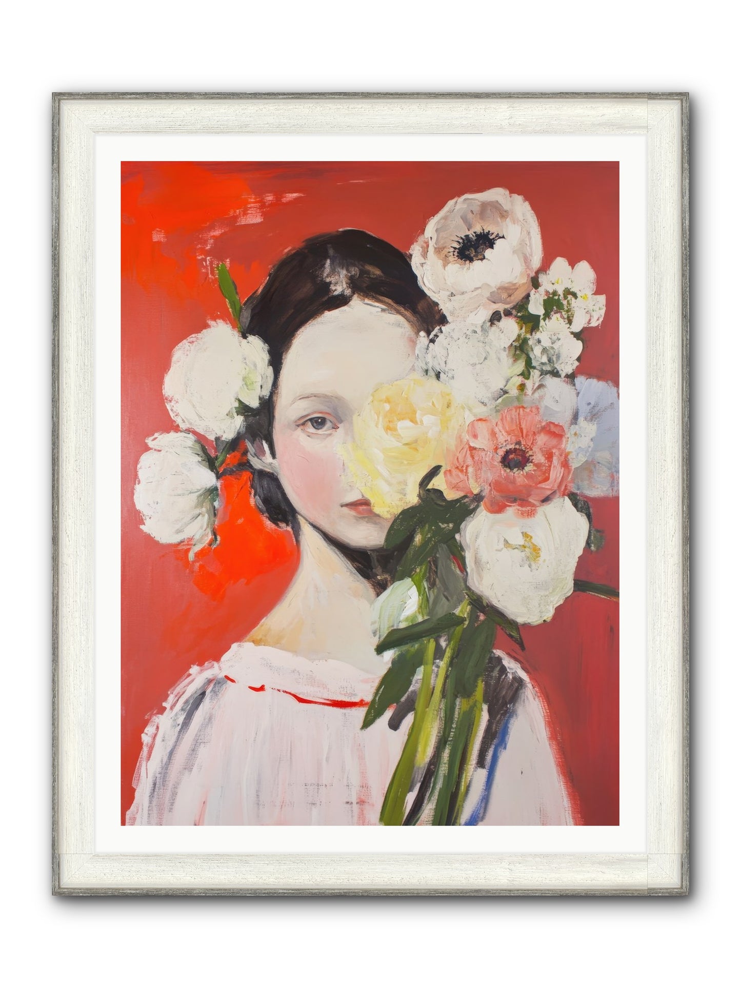 Amaryllis Phoenix Framed Print - Driftwood White 36x48