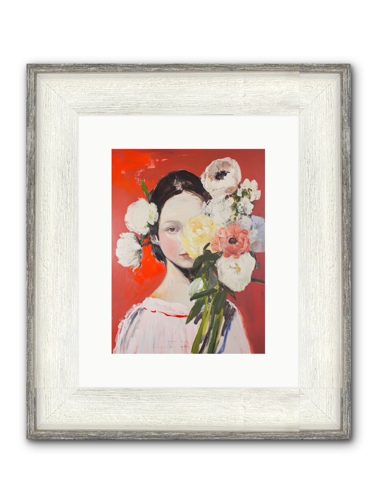 Amaryllis Phoenix Framed Print - Driftwood White 9x12