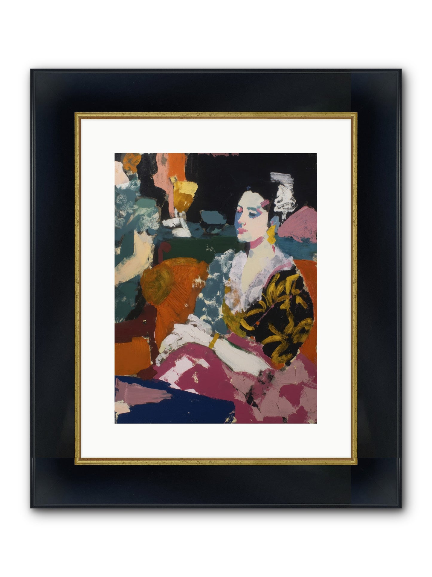 Amber Wave Framed Print - Wide Black w/Gold 12x16