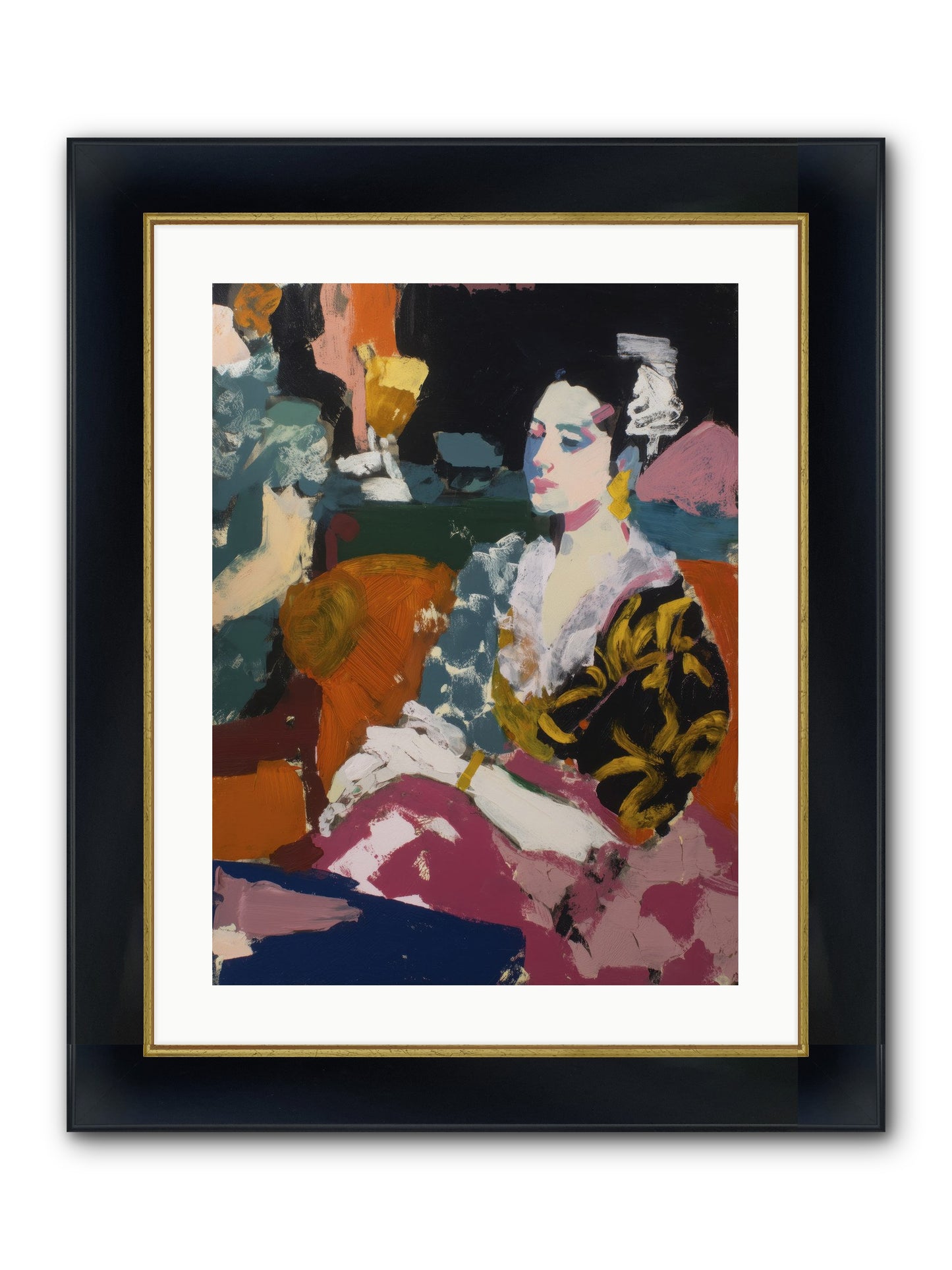 Amber Wave Framed Print - Wide Black w/Gold 18x24