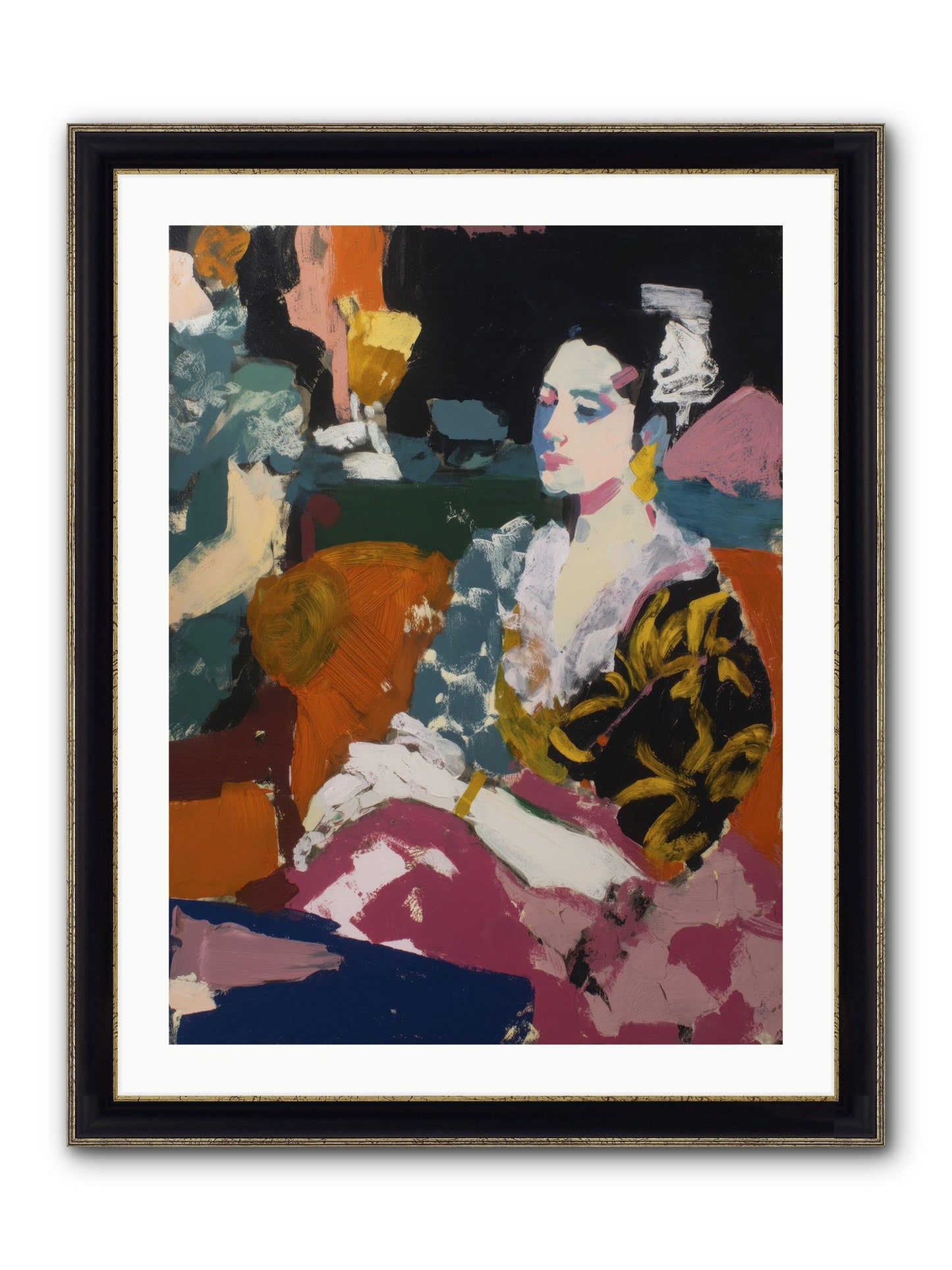 Amber Wave Framed Print - Black & Gold 24x32