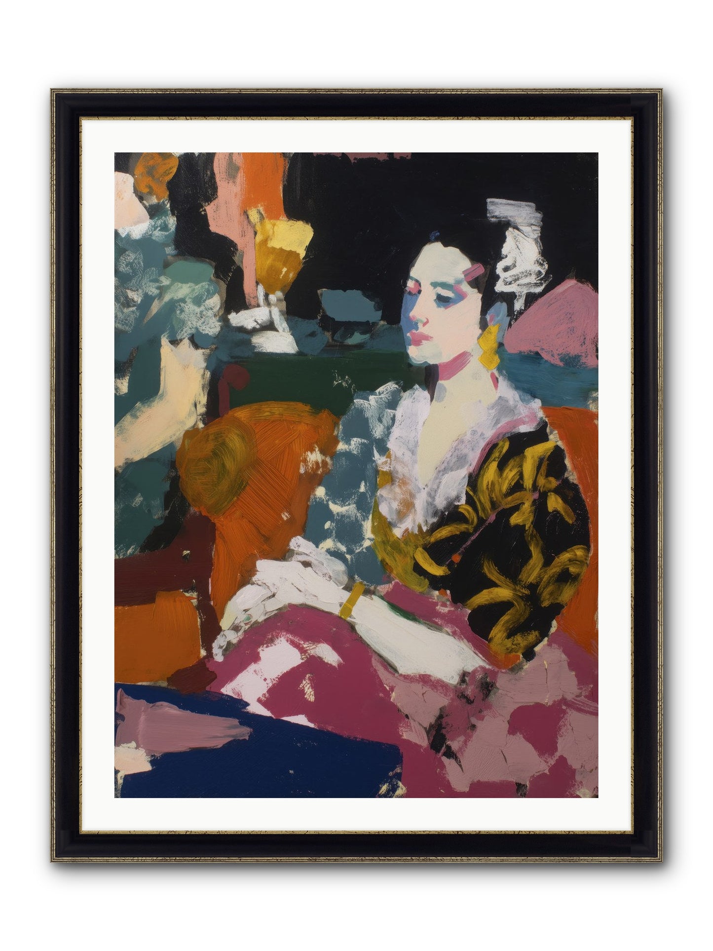 Amber Wave Framed Print - Black & Gold 30x40