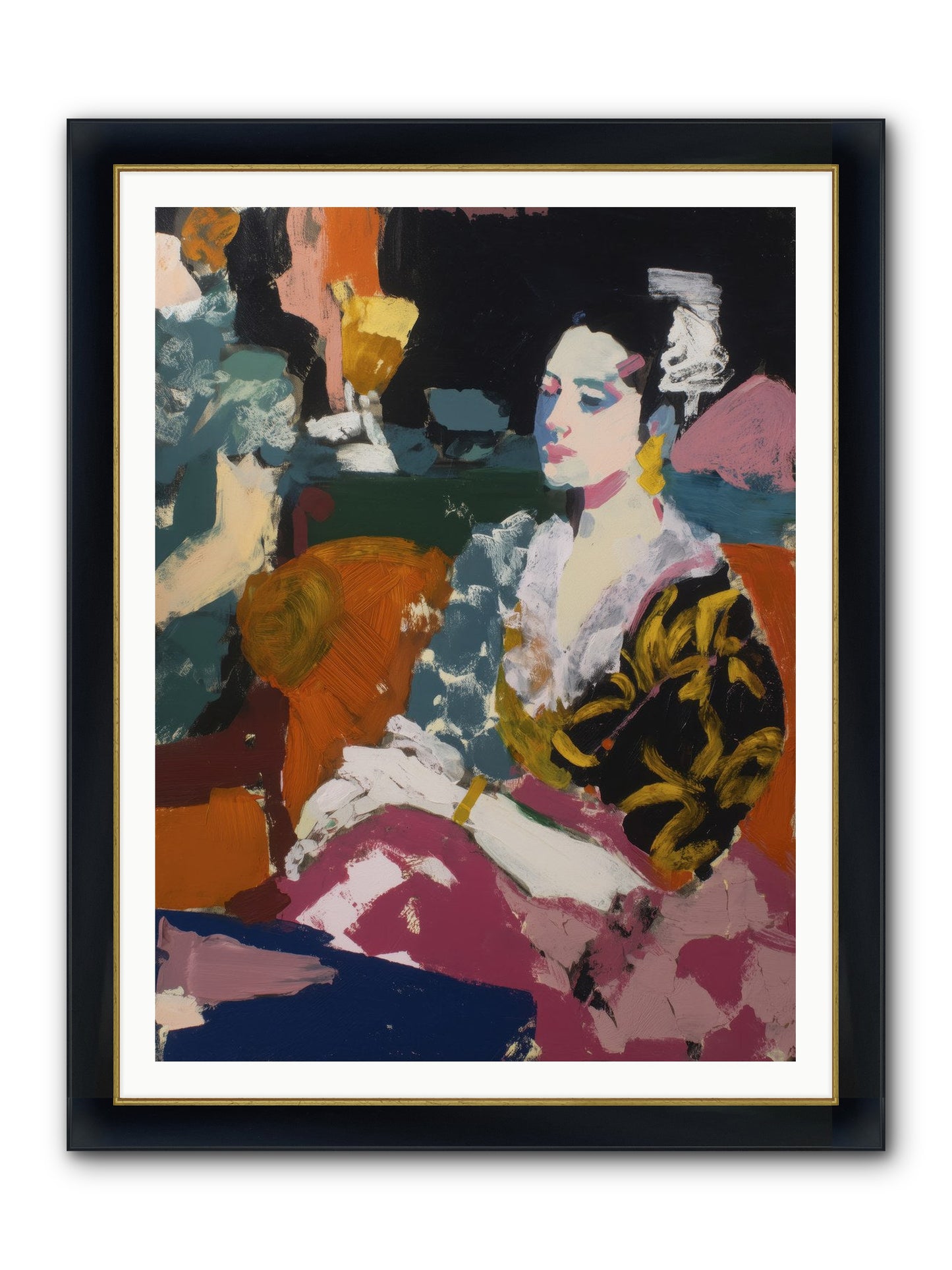 Amber Wave Framed Print - Wide Black w/Gold 36x48