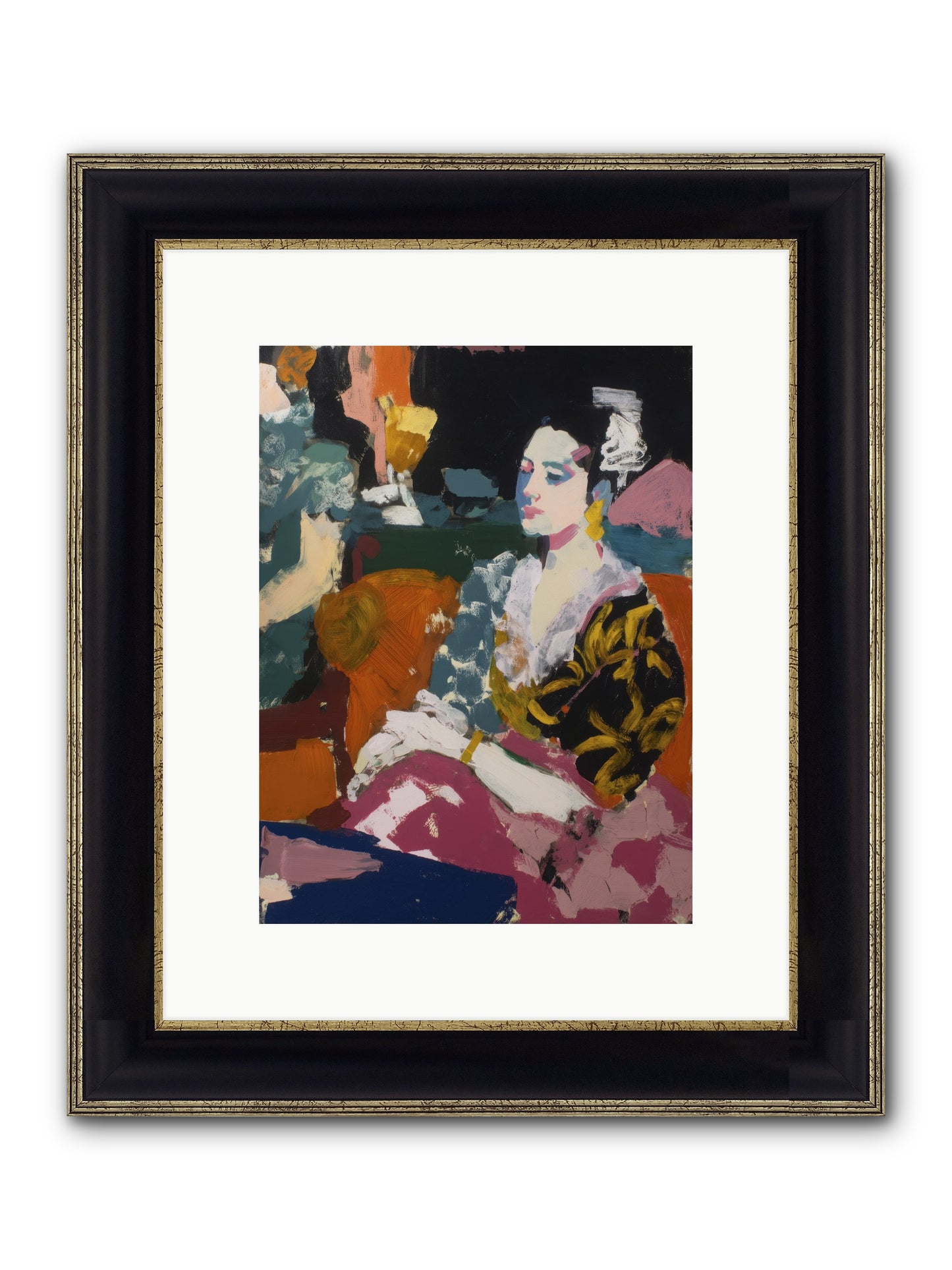 Amber Wave Framed Print - Black & Gold 9x12