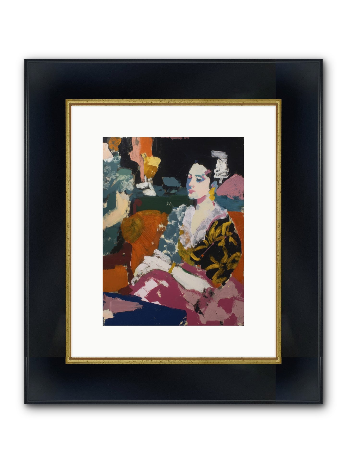 Amber Wave Framed Print - Wide Black w/Gold 9x12
